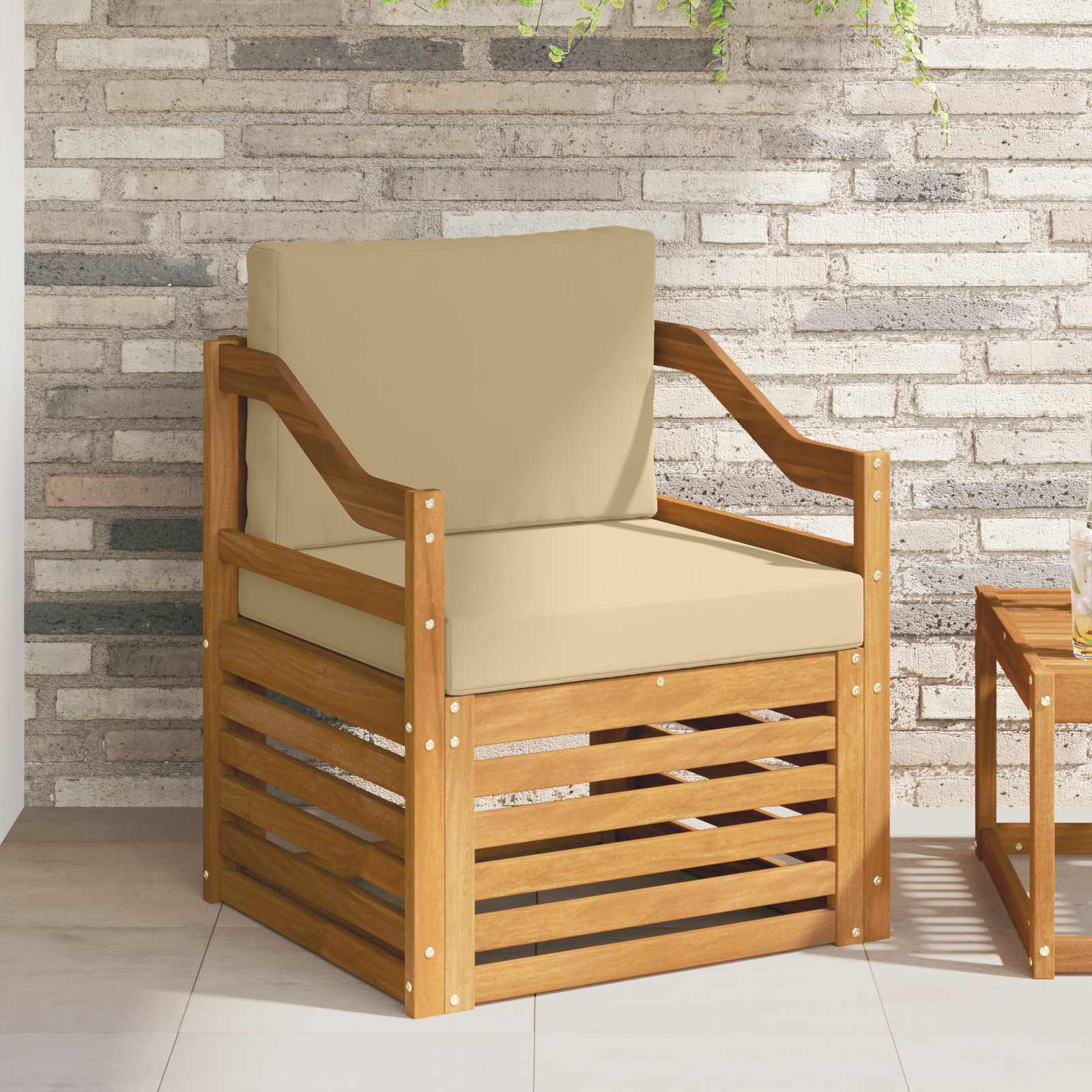 Outdoor-Sofagarnitur Massives Akazienholz und Polyester