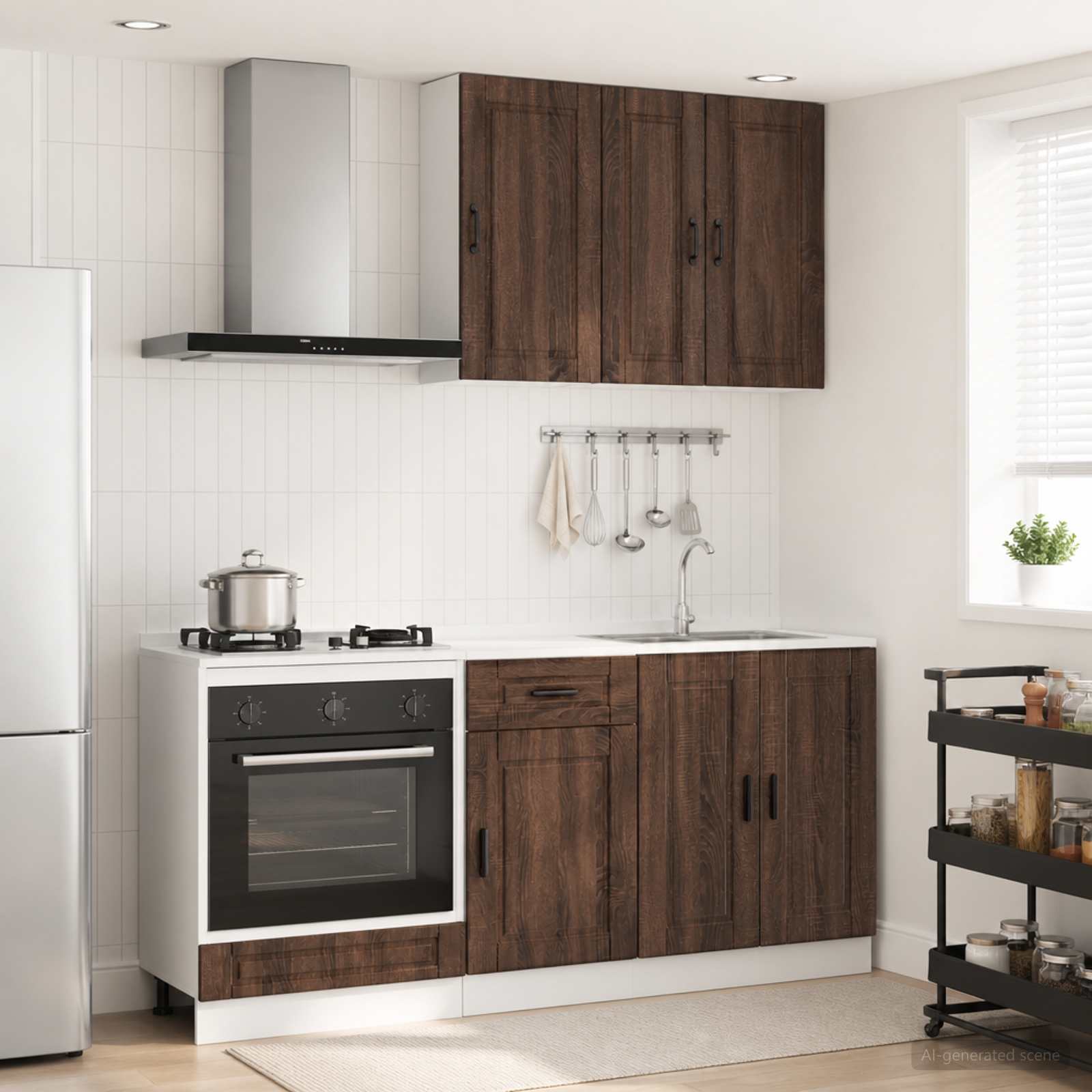 Kücheneinheit PORTO 5 stk. Brauneiche Holzwerkstoff
