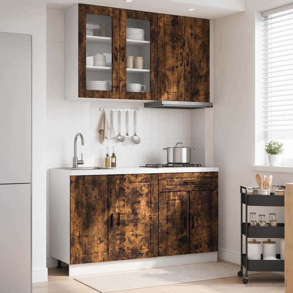 Kücheneinheit PORTO 4 stk. Geräucherte Eiche Holzwerkstoff