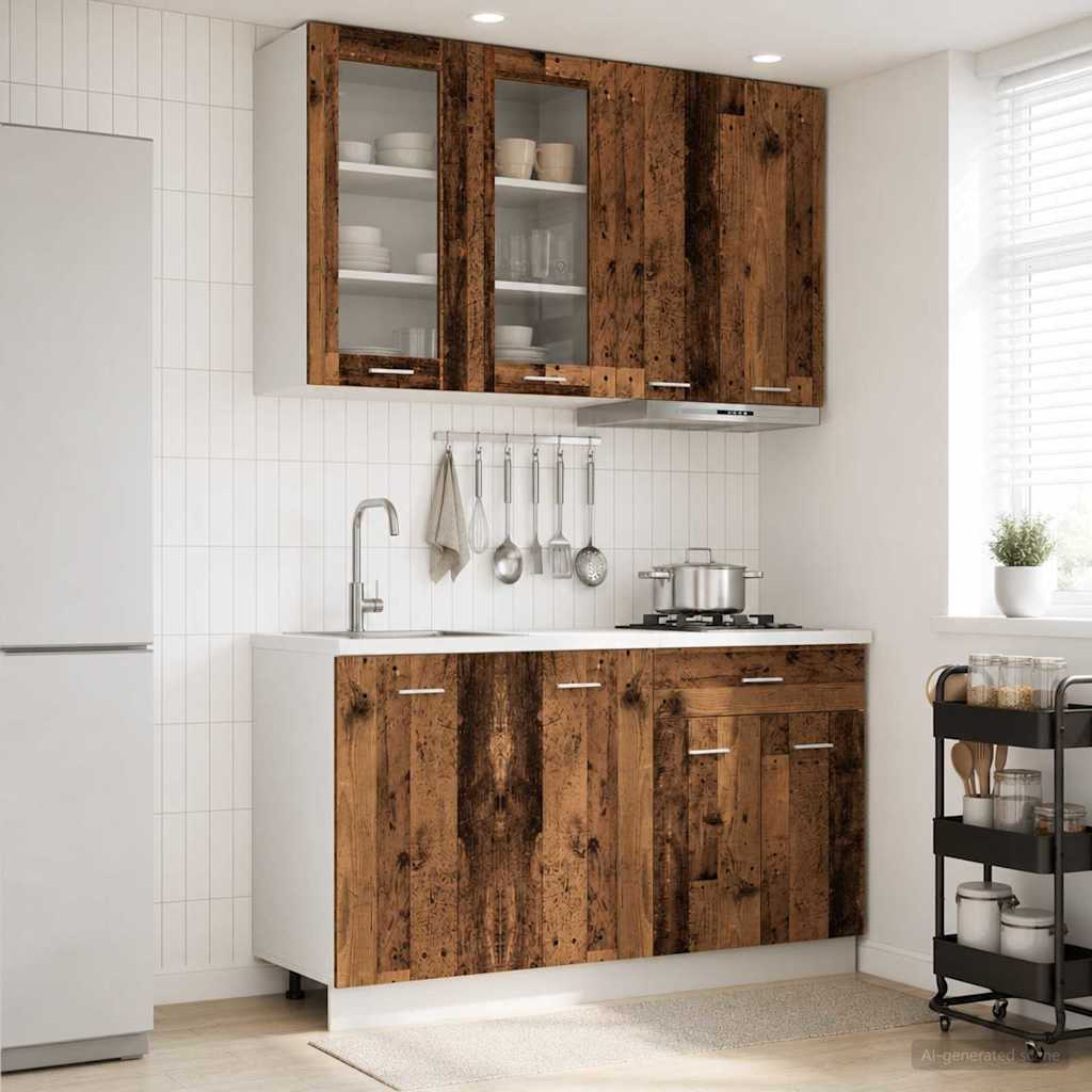 Kücheneinheit LYON 4 stk. Altholz Holzwerkstoff