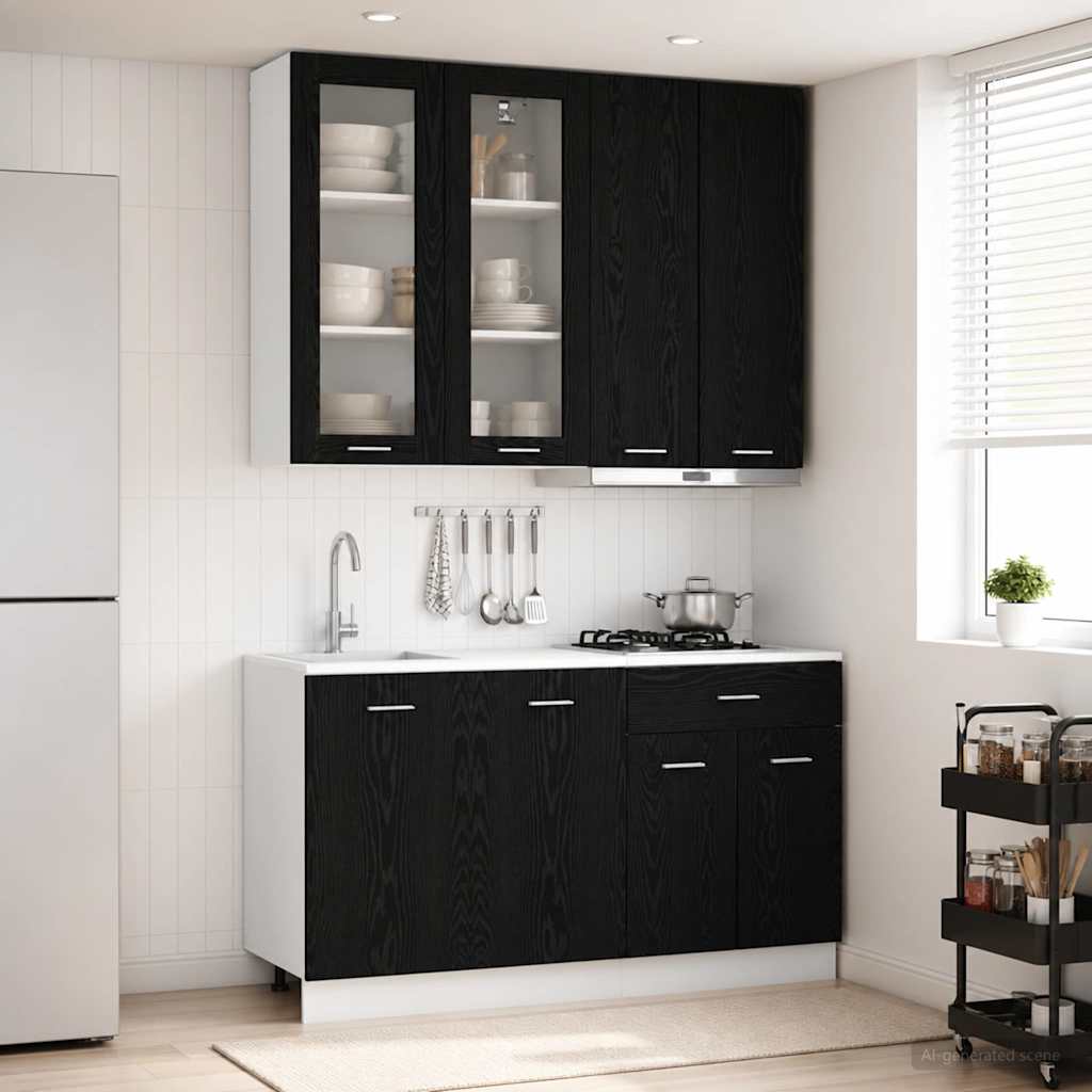 Kücheneinheit LYON 4 stk. Schwarze Eiche Holzwerkstoff