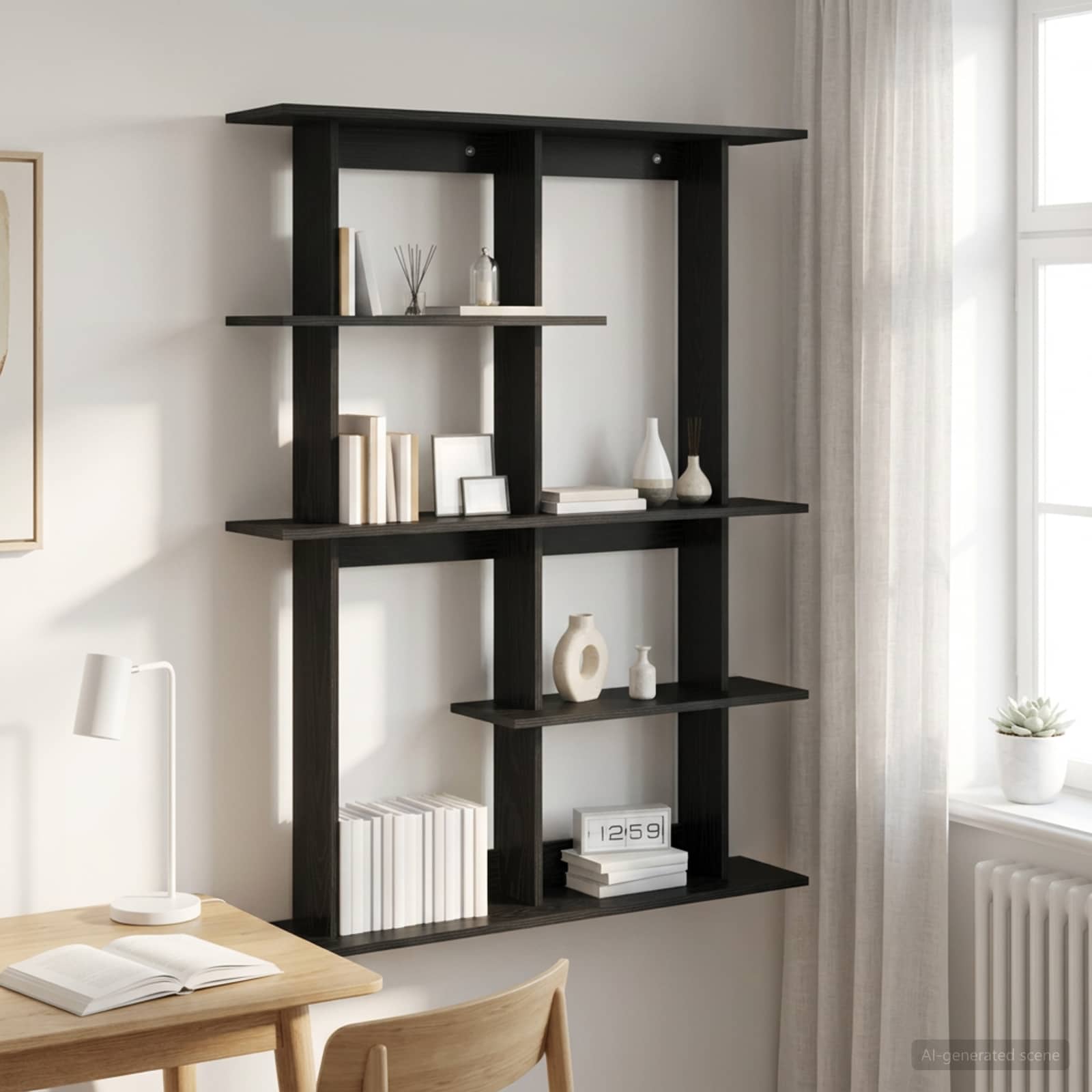 Wandregal Schwarze Eiche 102 x 20 x 130 cm Holzwerkstoff