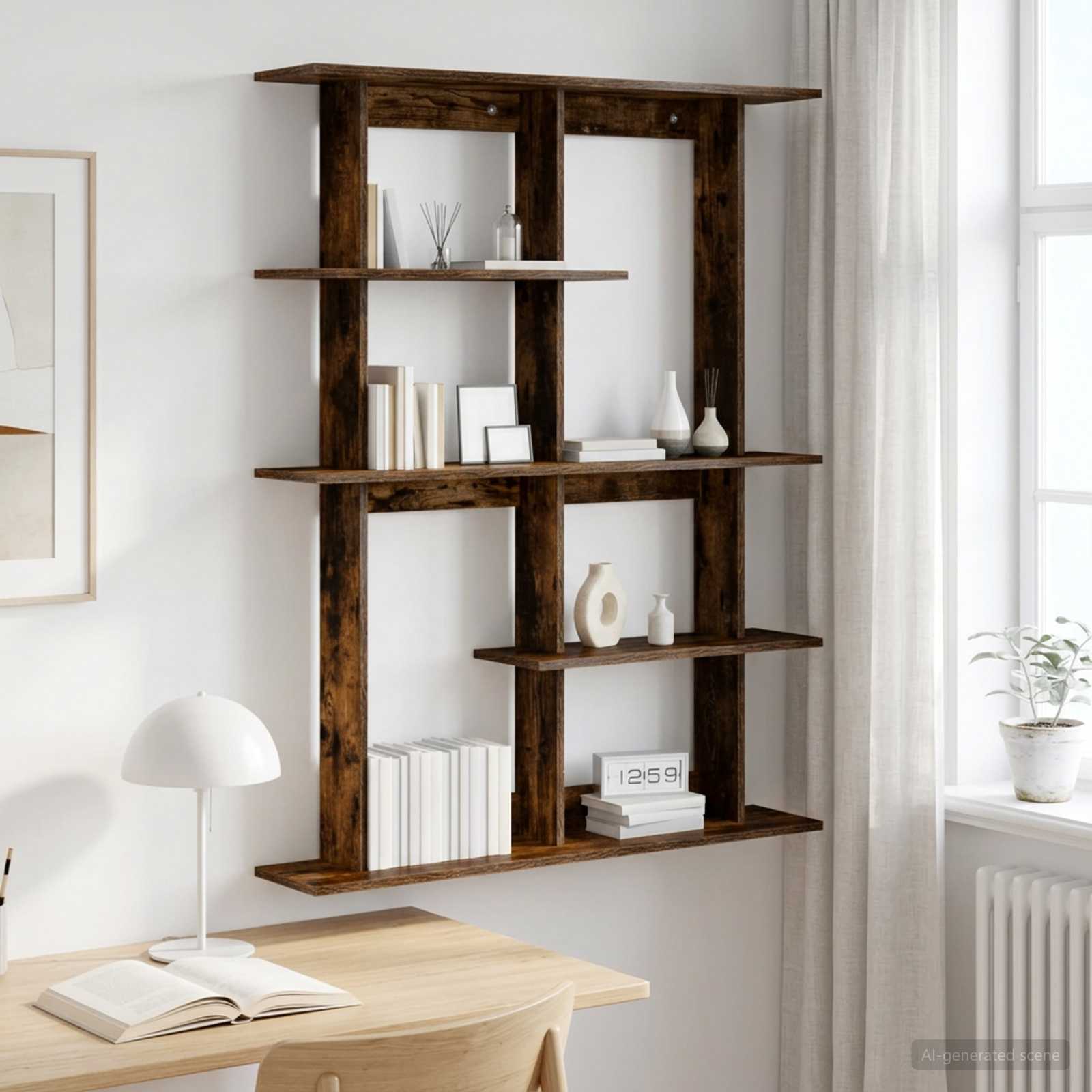 Wandregal Raucheiche 102 x 20 x 130 cm Holzwerkstoff