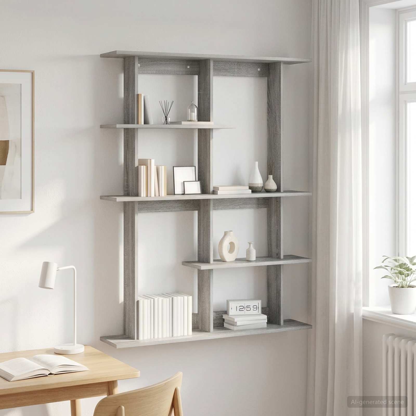 Wandregal Grau Sonoma 102 x 20 x 130 cm Holzwerkstoff