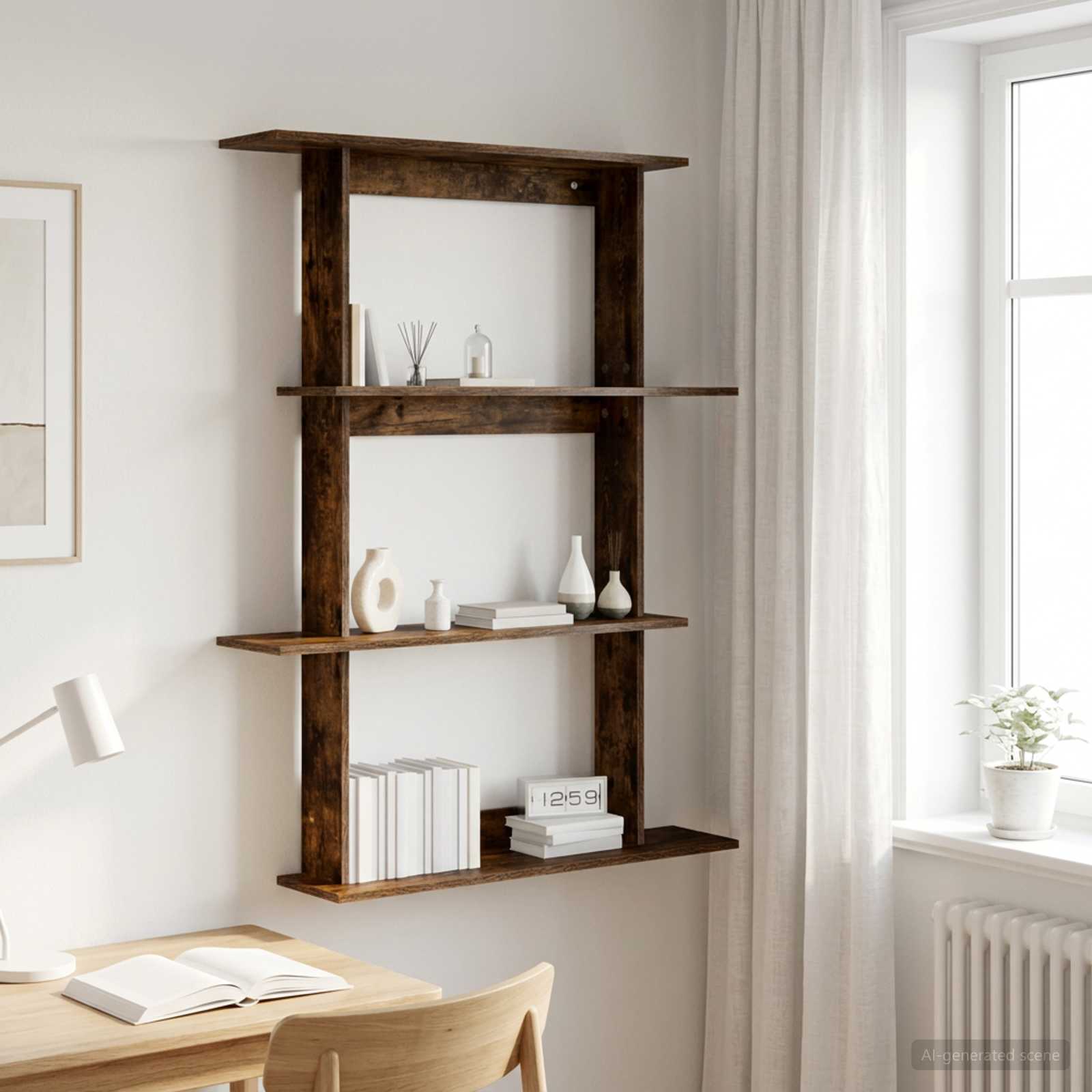 Wandregal Raucheiche 100 x 20 x 126 cm Holzwerkstoff