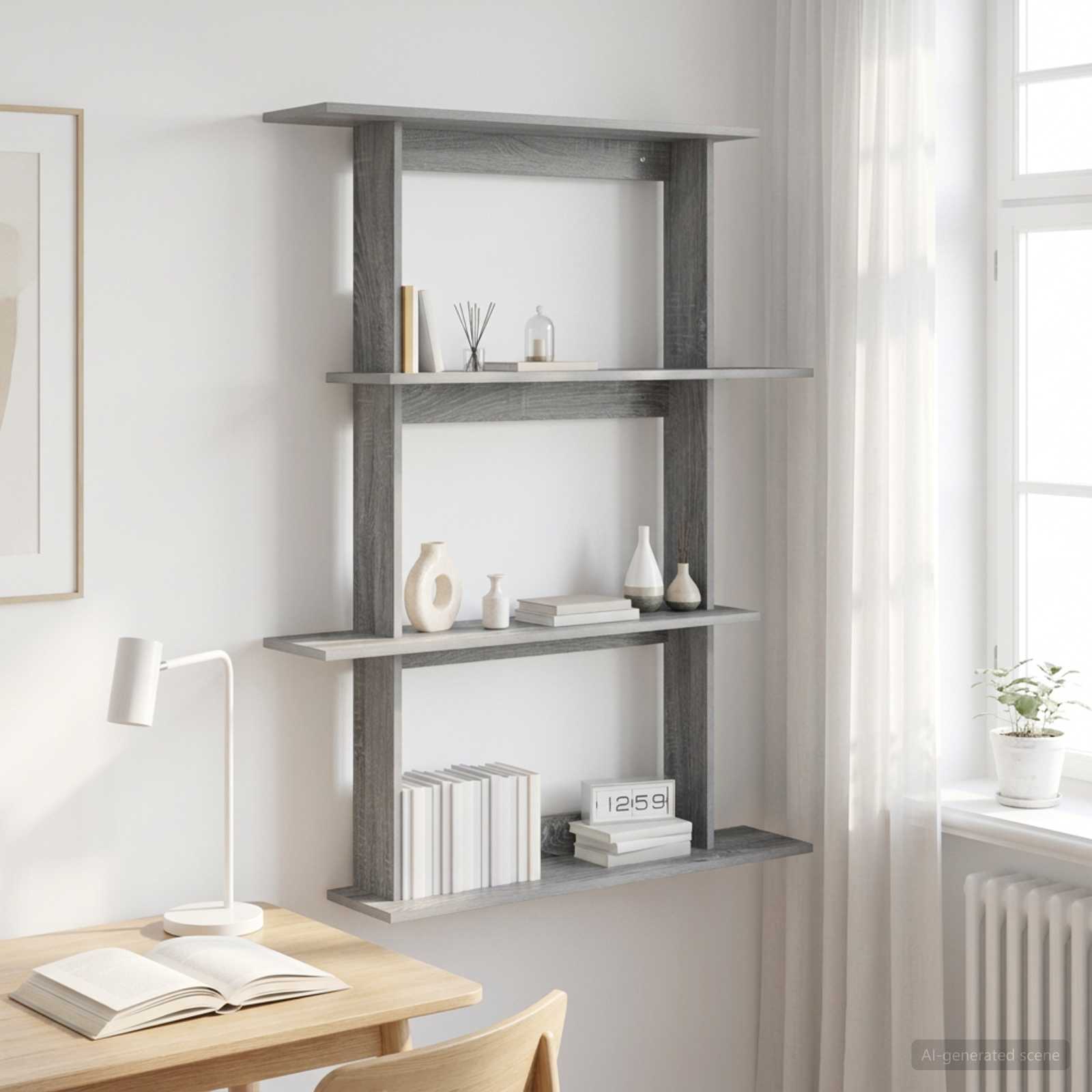 Wandregal Grau Sonoma 100 x 20 x 126 cm Holzwerkstoff