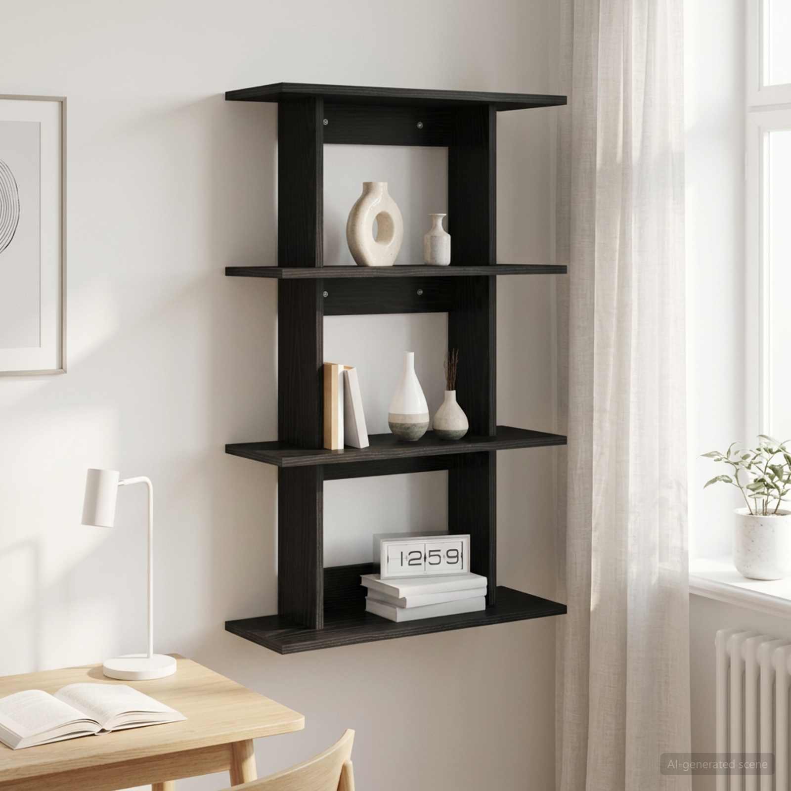 Wandregal Wandhalterung Schwarze Eiche 56 x 20 x 90 cm