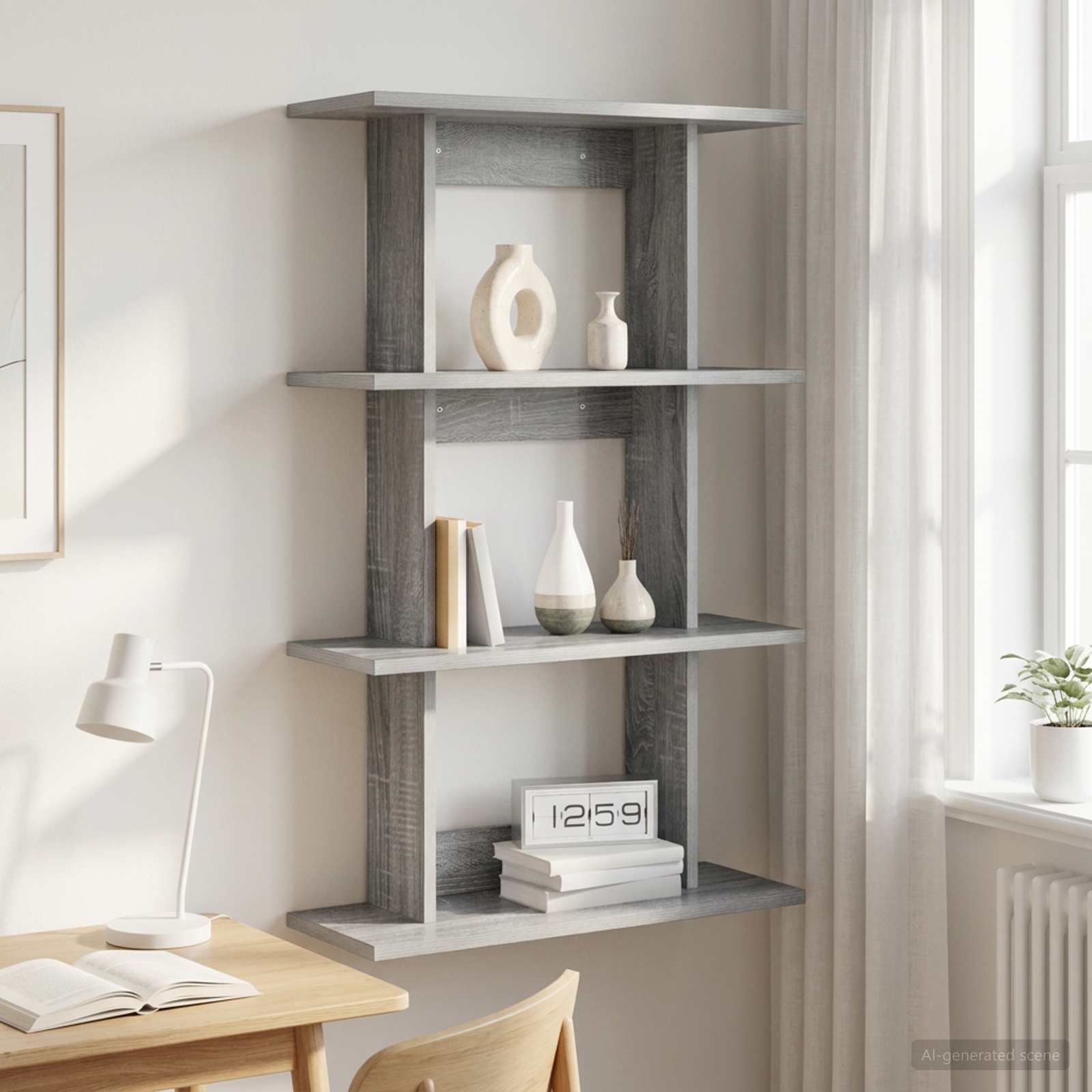 Wandregal Wandhalterung Grau Sonoma 56 x 20 x 90 cm
