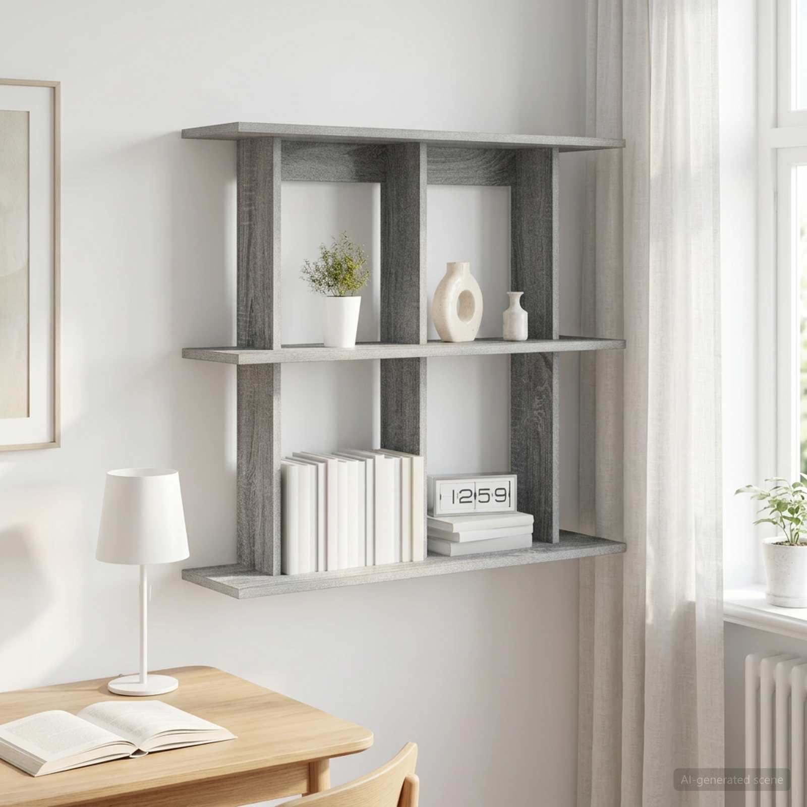Wandregal Wandhalterung Grau Sonoma 80 x 20 x 75 cm