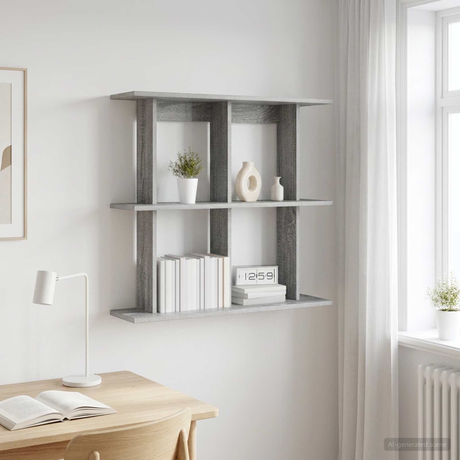 Wandregal Wandhalterung Grau Sonoma 100 x 20 x 75 cm