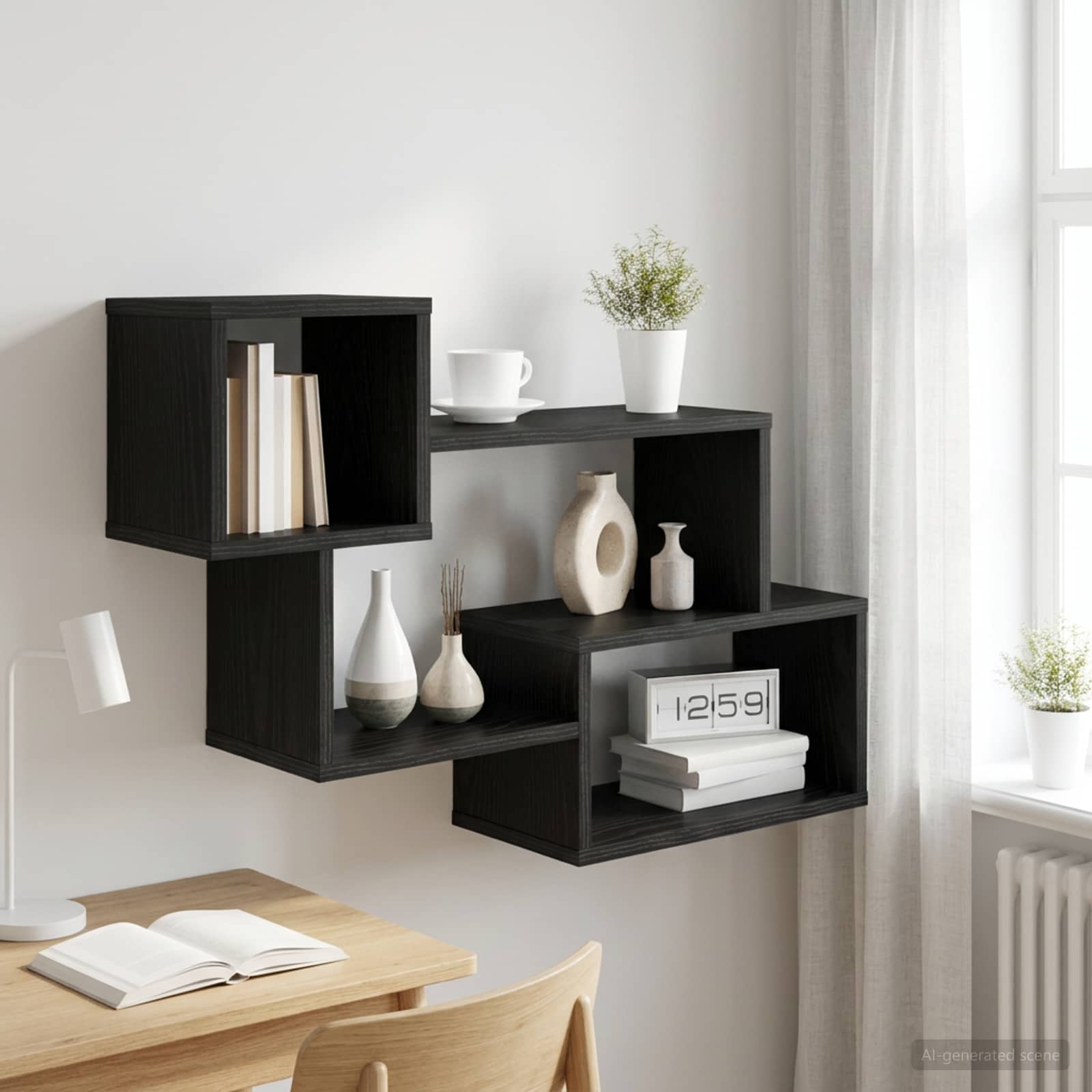 Schwebendes Regal Wandhalterung Schwarze Eiche 87 x 20 x 55 cm