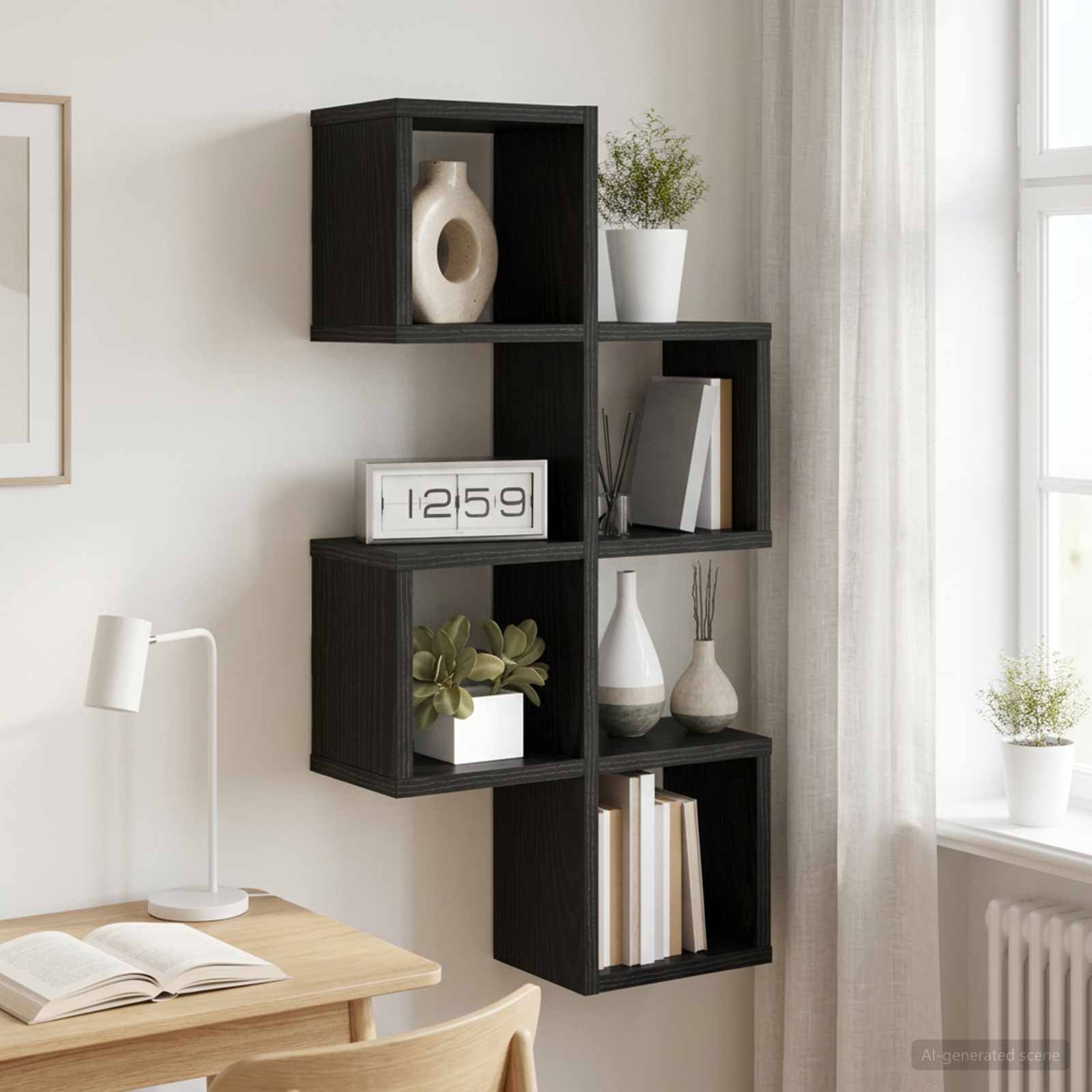 Wandregal Wandhalterung Schwarz 39 x 15 x 76 cm Holzwerkstoff
