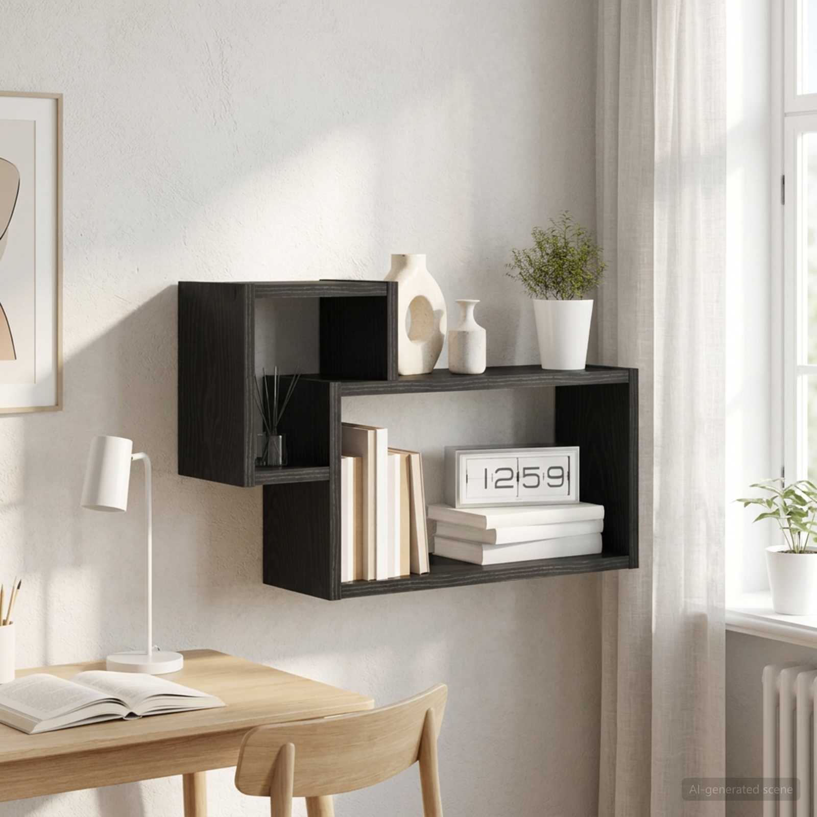 Wandregal Wandhalterung Schwarze Eiche 55 x 15 x 35 cm