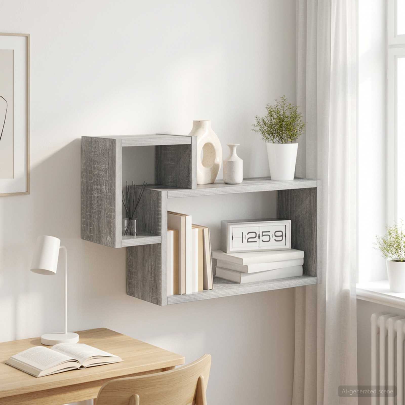 Wandregal Wandhalterung Grau Sonoma 55 x 15 x 35 cm