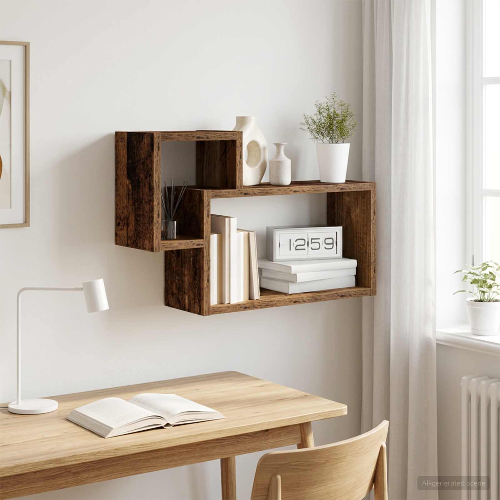Wandregal Wandhalterung Altholz 55 x 15 x 35 cm Holzwerkstoff