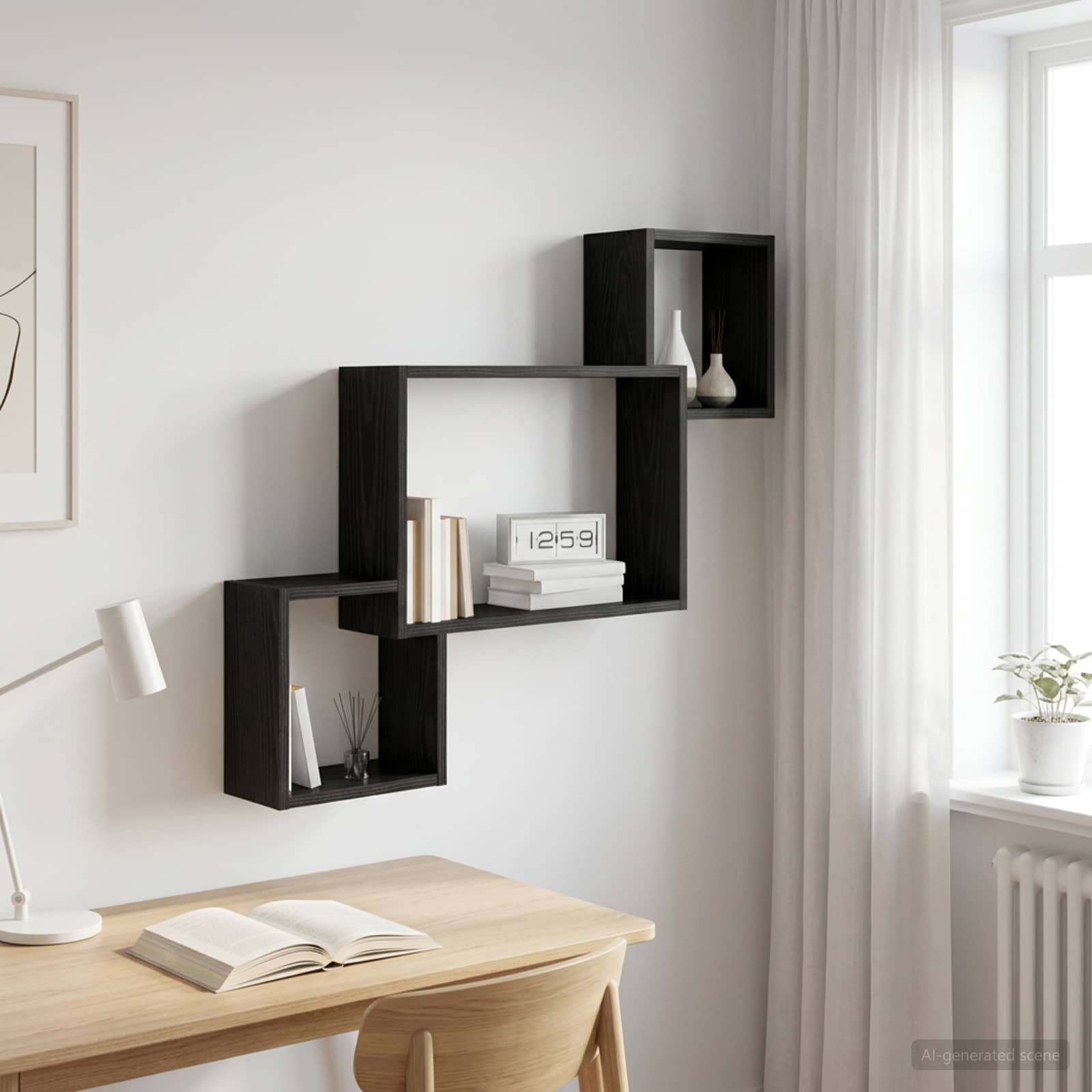 Wandregal Wandhalterung Schwarze Eiche 91,5 x 15 x 76 cm