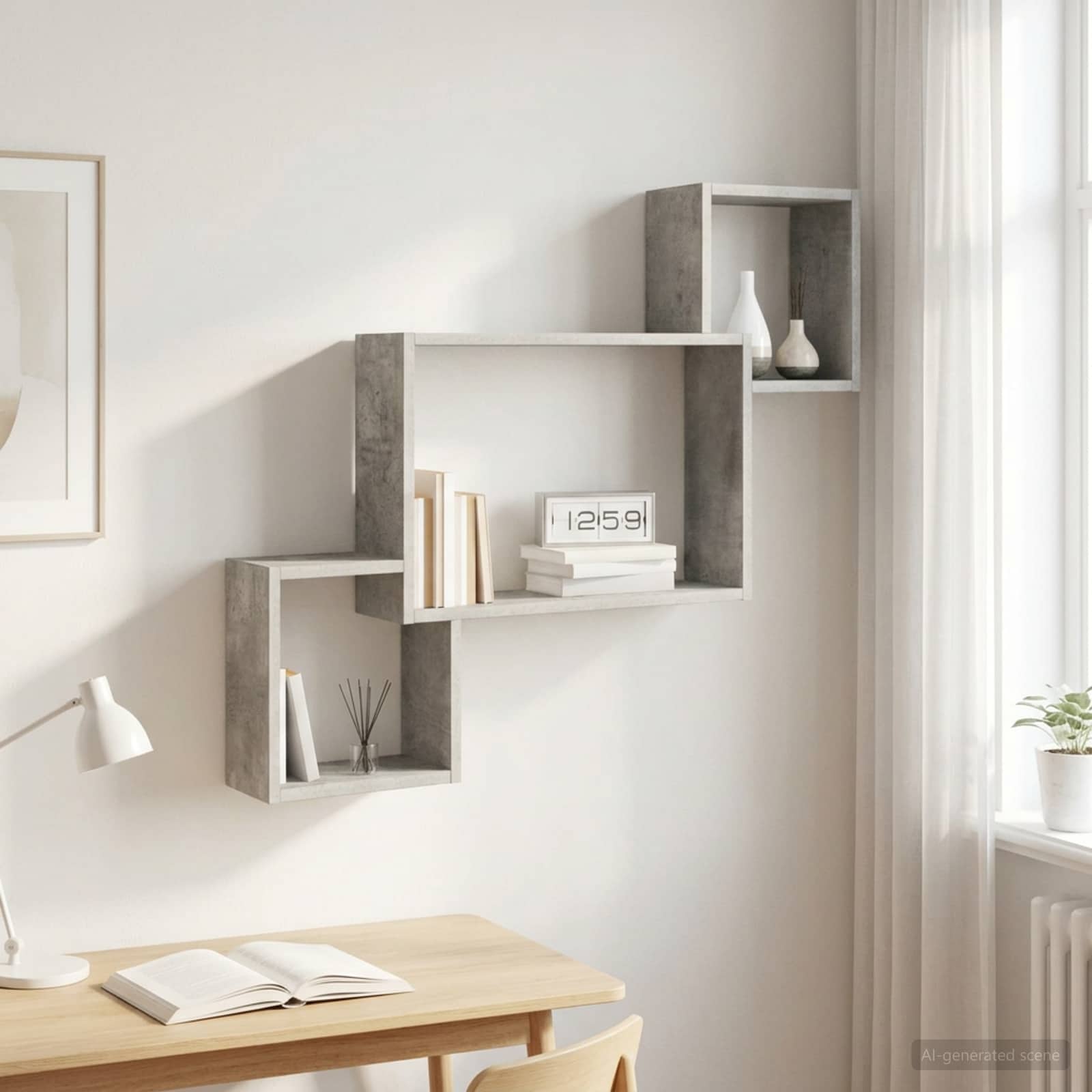 Wandregal Wandhalterung Betongrau 91,5 x 15 x 76 cm