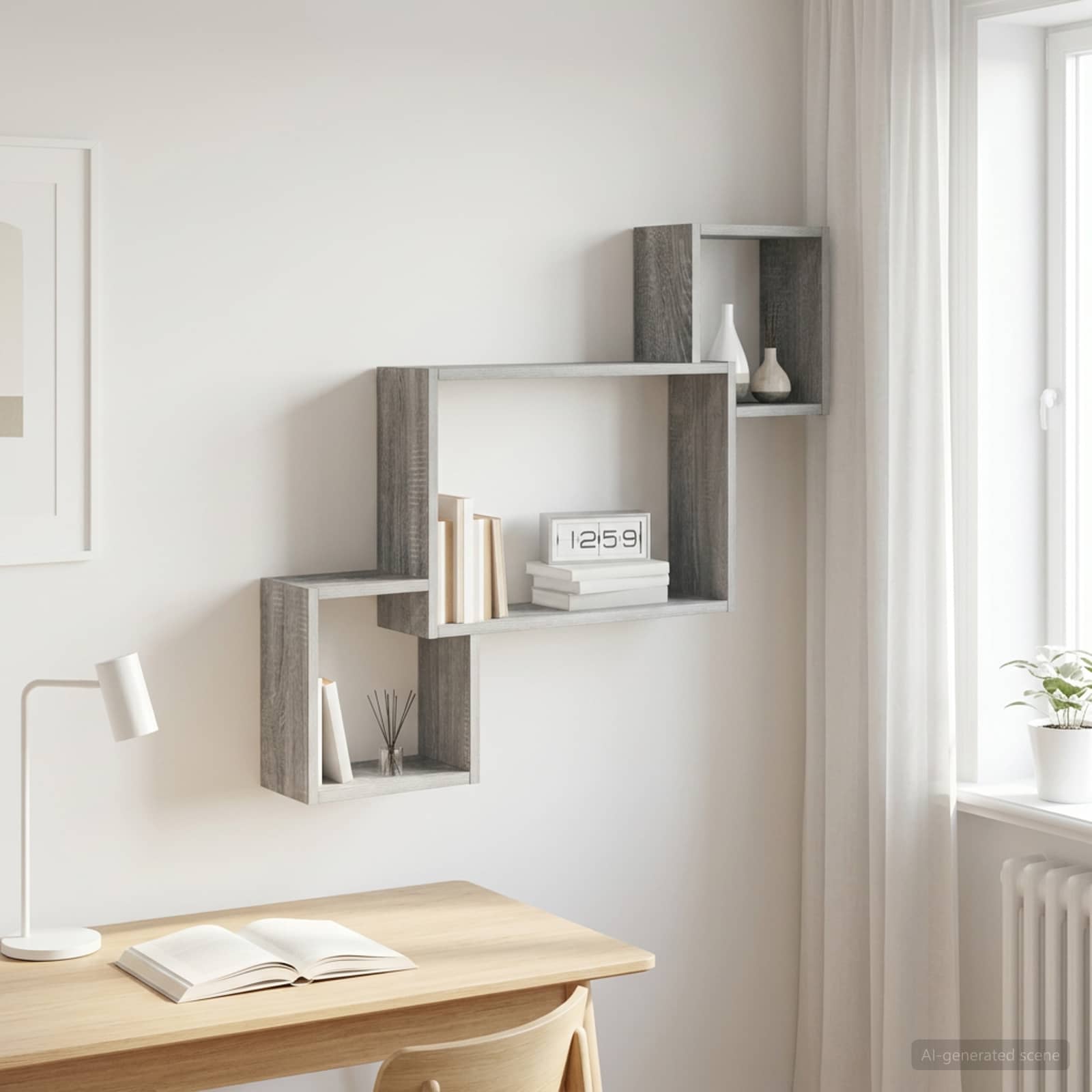 Wandregal Wandhalterung Grau Sonoma 91,5 x 15 x 76 cm
