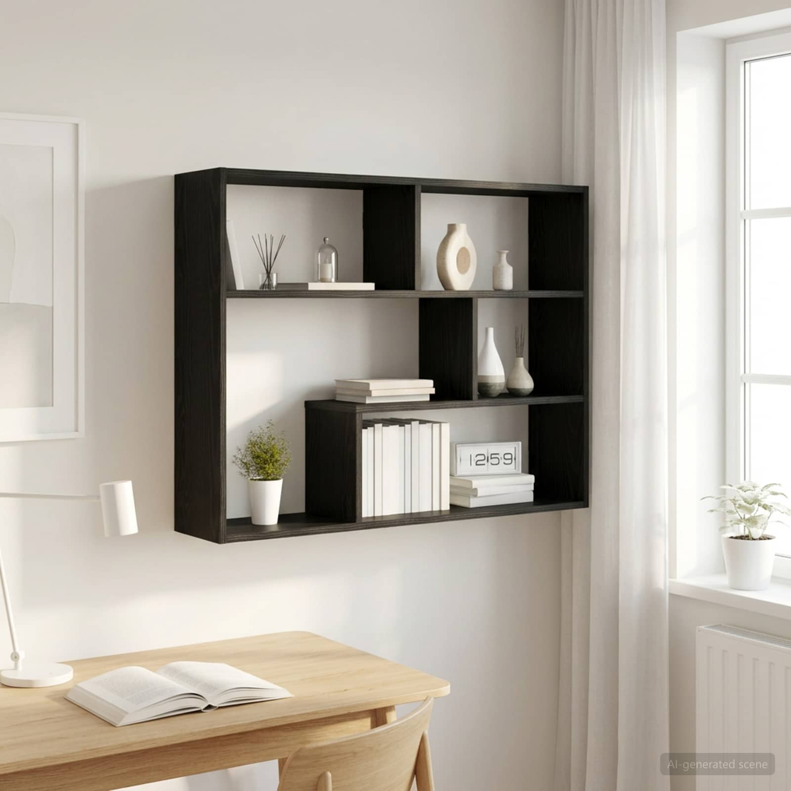 Wandregal Wandhalterung Schwarze Eiche 95 x 20 x 69,5 cm