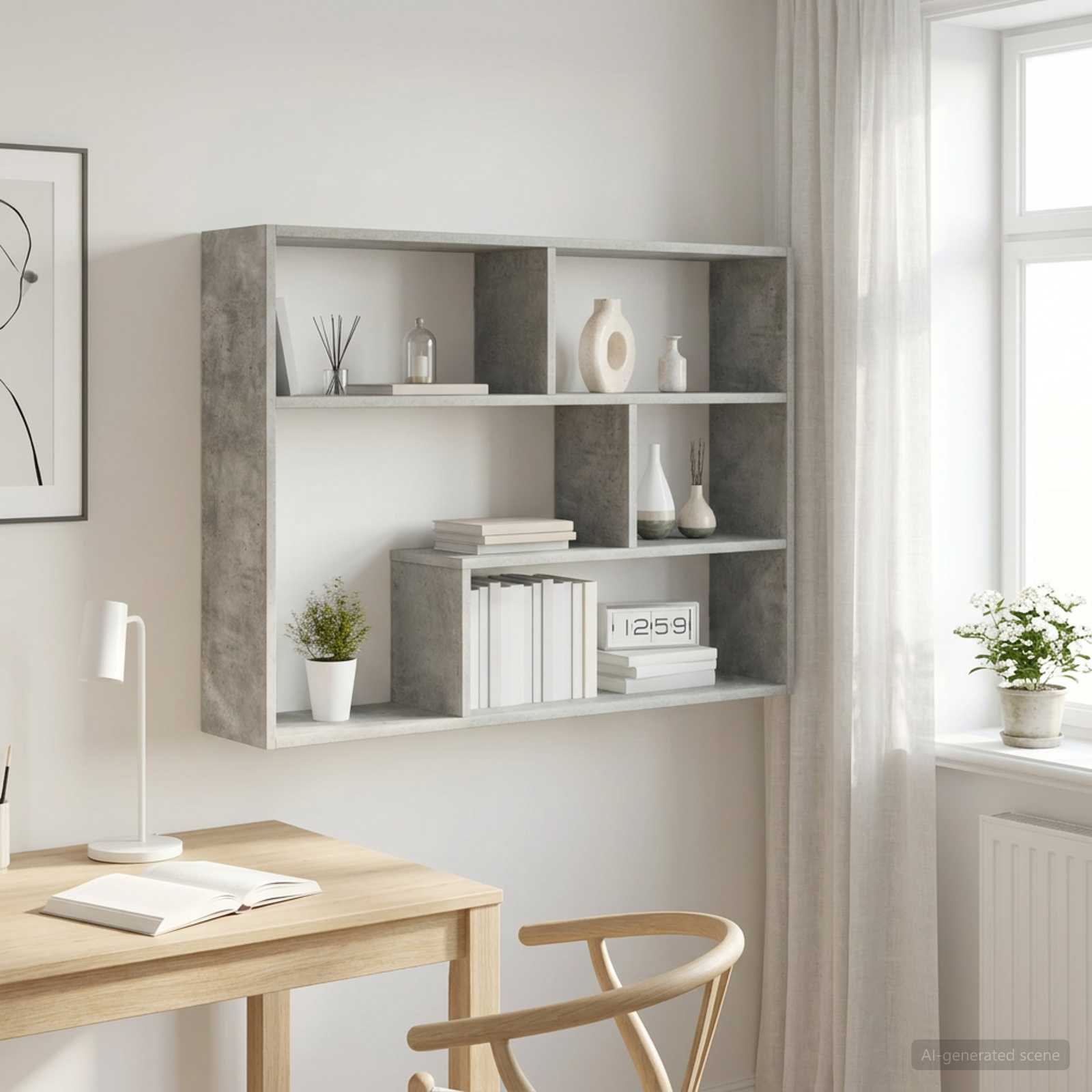 Wandregal Wandhalterung Betongrau 95 x 20 x 69,5 cm