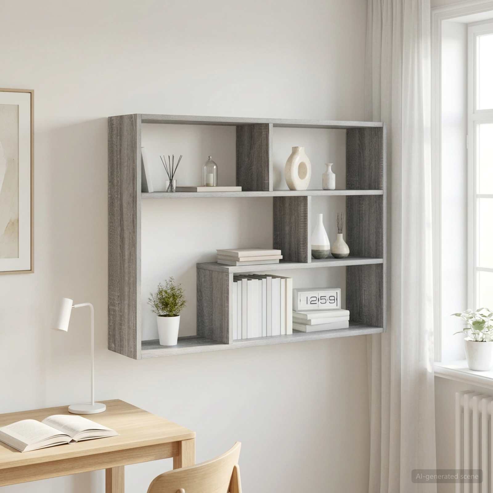 Wandregal Wandhalterung Grau Sonoma 95 x 20 x 69,5 cm