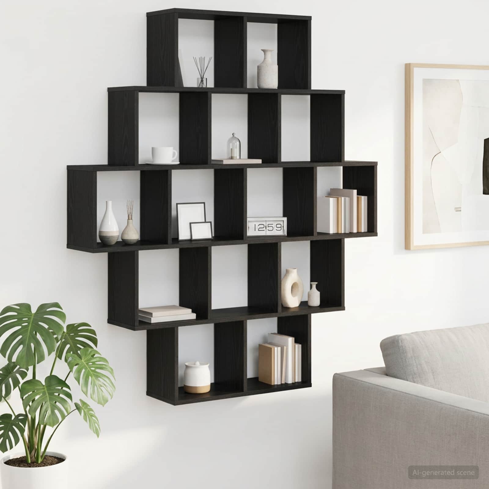 Wandregal Schwarze Eiche 120 x 20 x 136 cm Holzwerkstoff