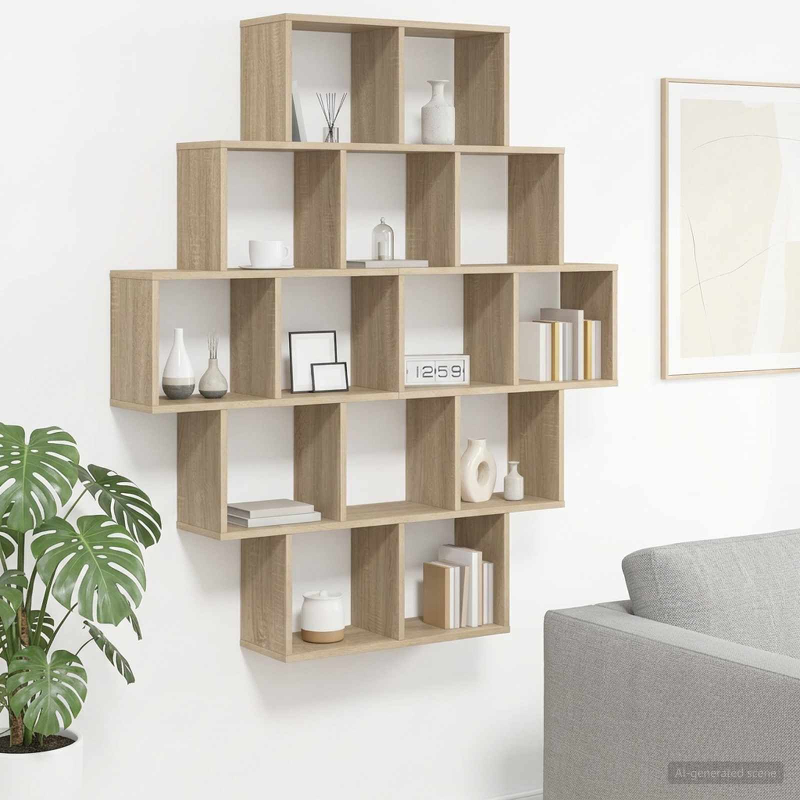 Wandregal Sonoma-Eiche 120 x 20 x 136 cm Holzwerkstoff