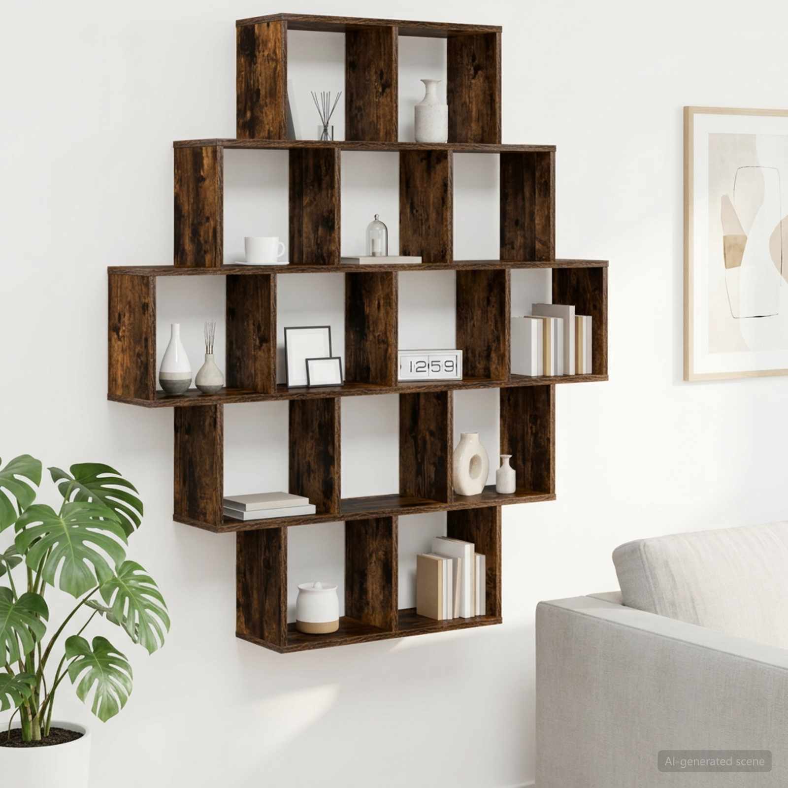Wandregal Raucheiche 120 x 20 x 136 cm Holzwerkstoff