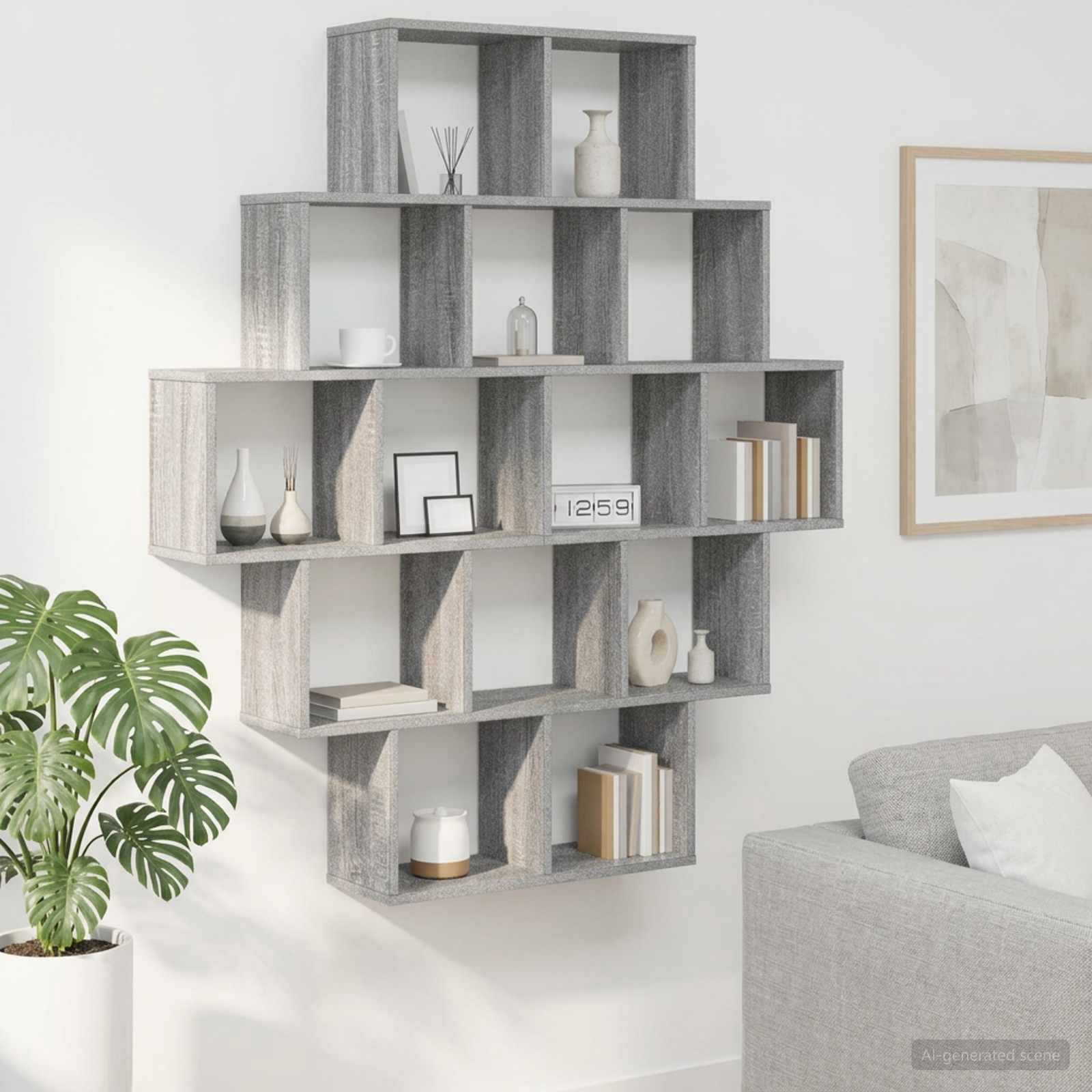 Wandregal Sonoma-Grau 120 x 20 x 136 cm Holzwerkstoff