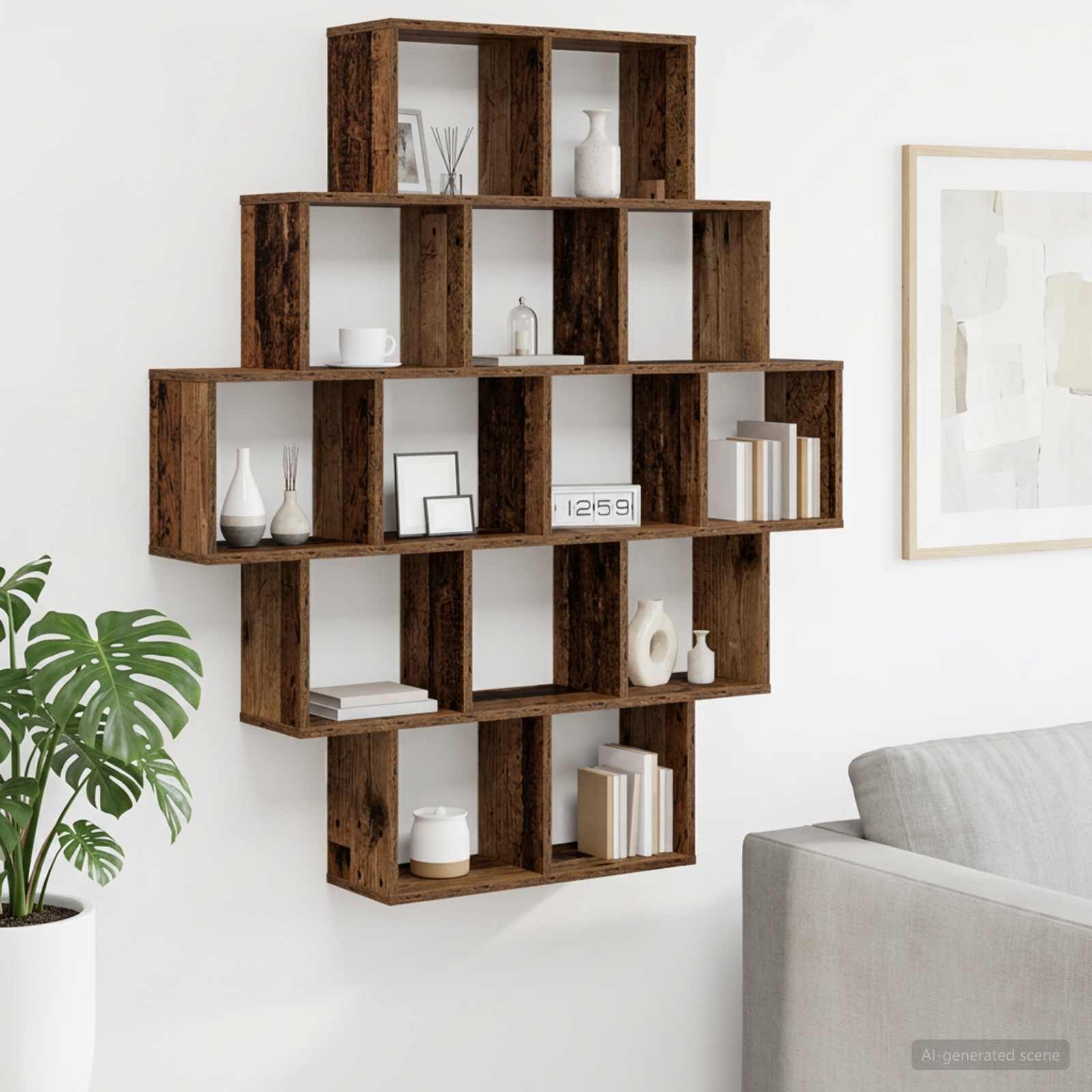 Wandregal Altholz 120 x 20 x 136 cm Holzwerkstoff