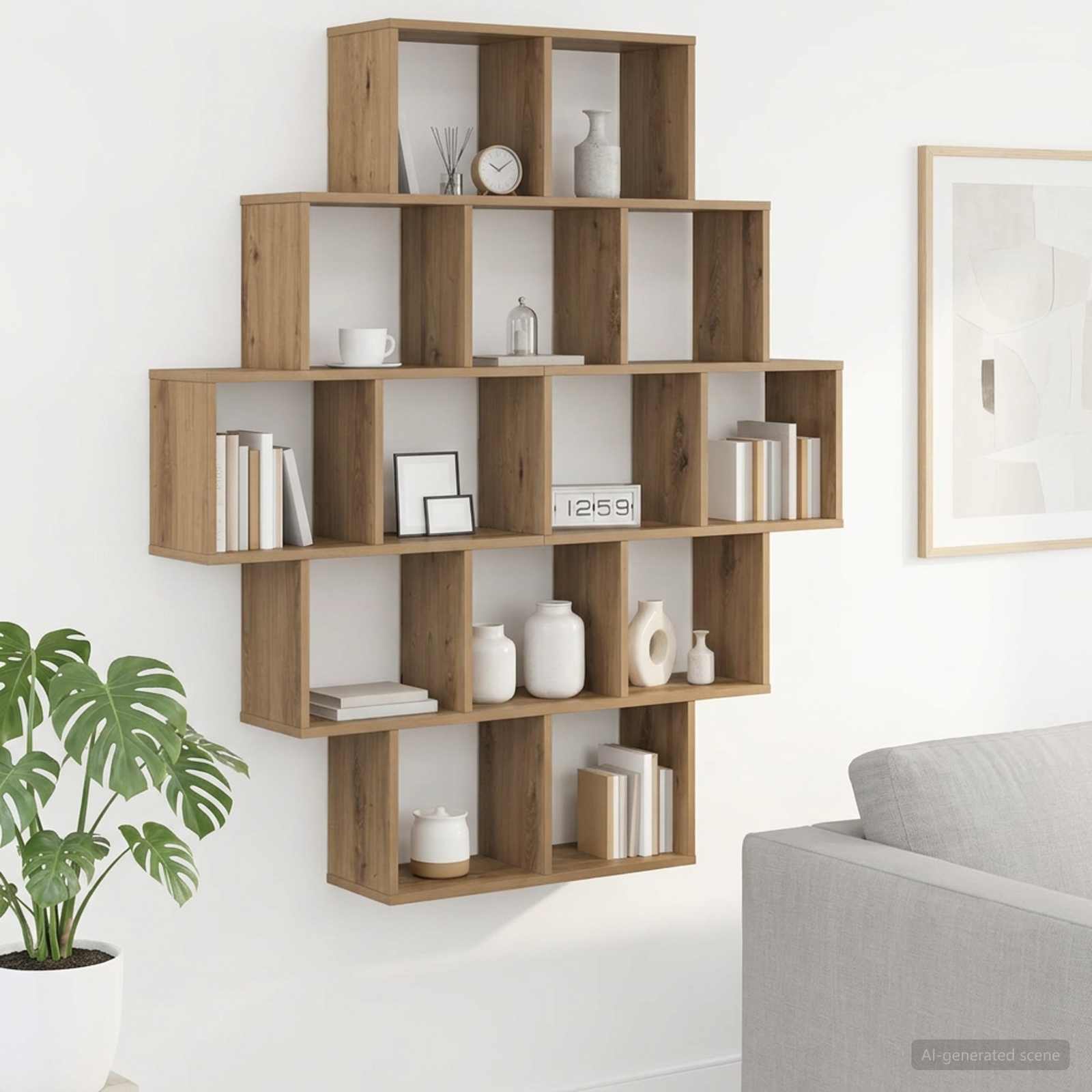 Wandregal Artisan-Eiche 120 x 20 x 136 cm Holzwerkstoff