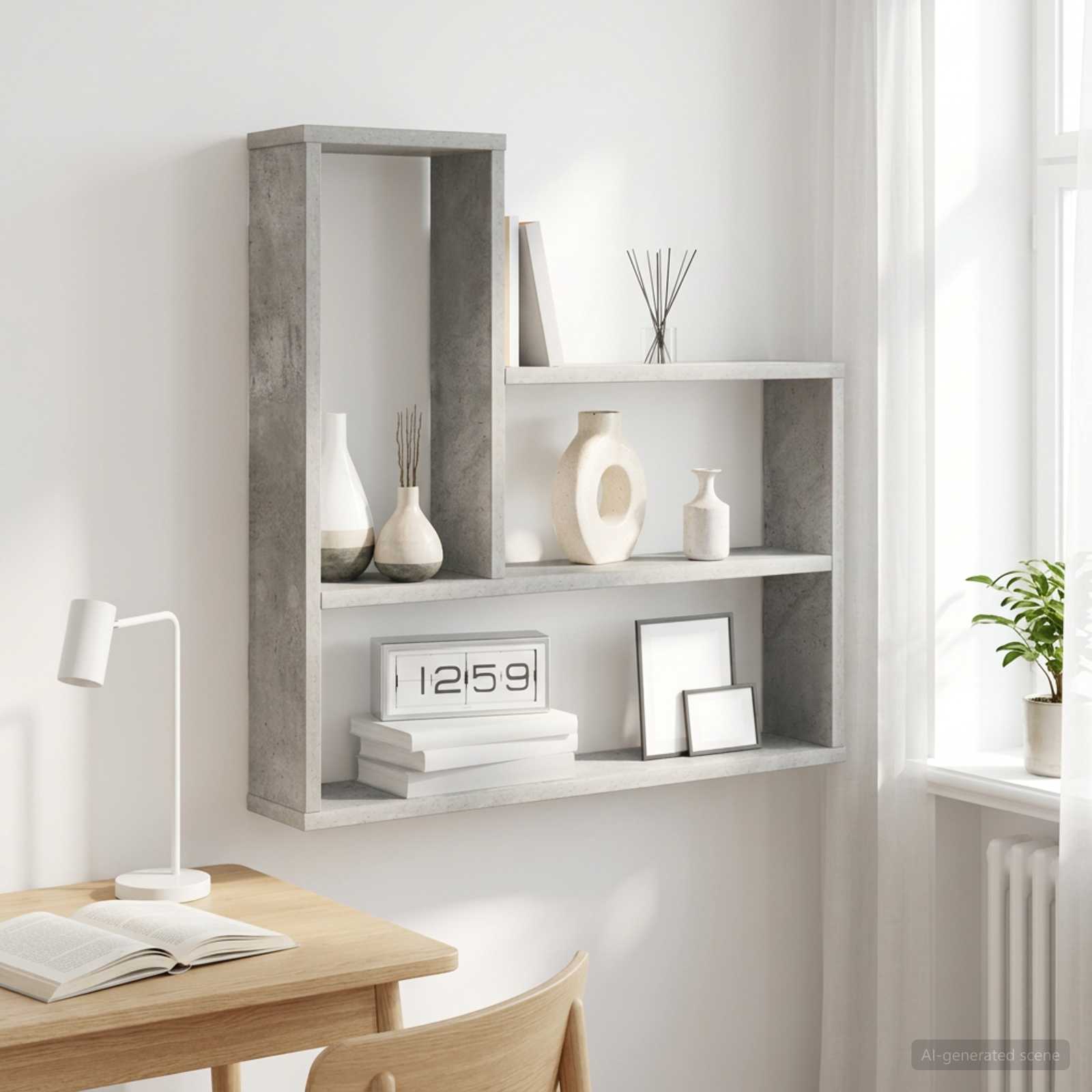 Wandregal Betongrau 60 x 11 x 60 cm Holzwerkstoff