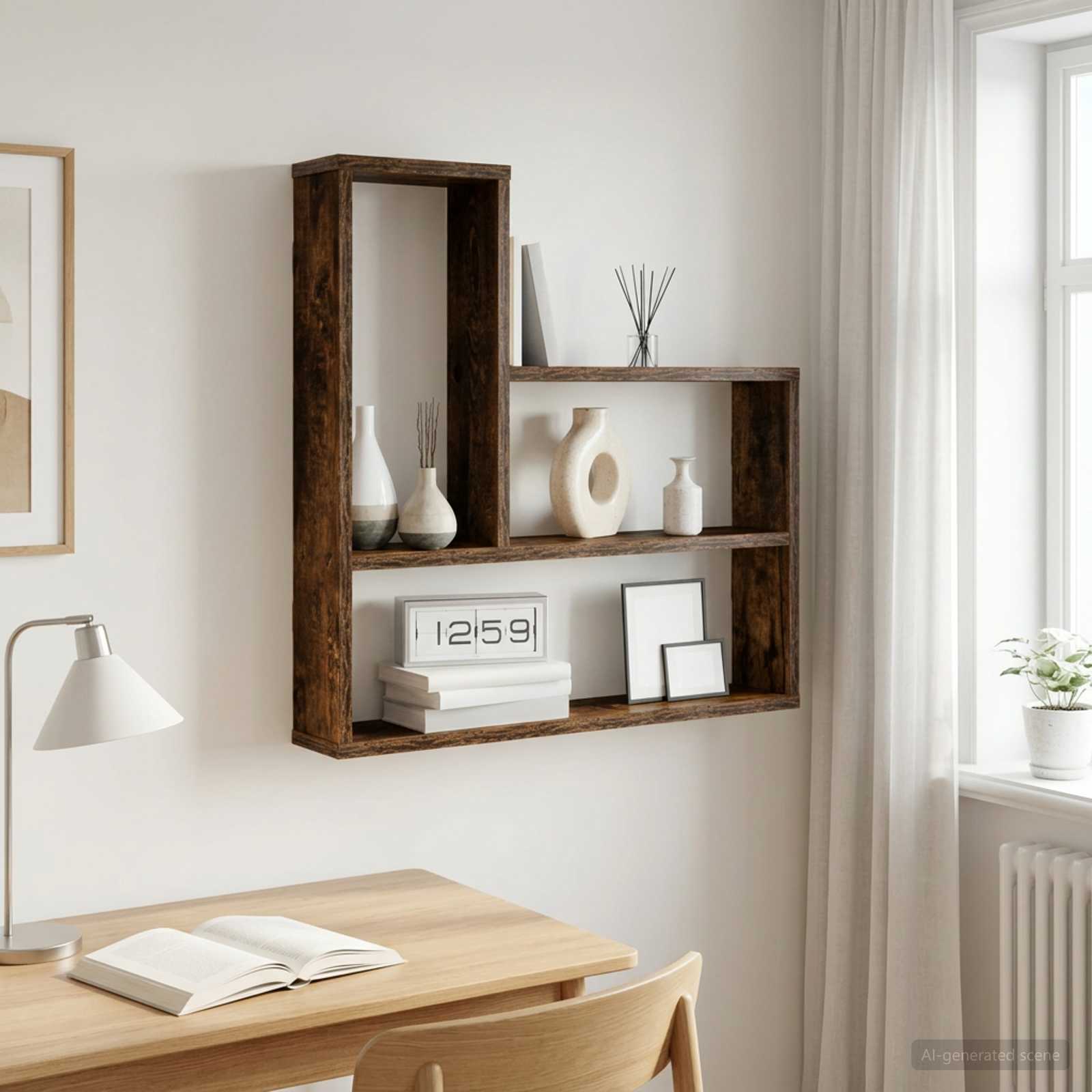 Wandregal Raucheiche 60 x 11 x 60 cm Holzwerkstoff