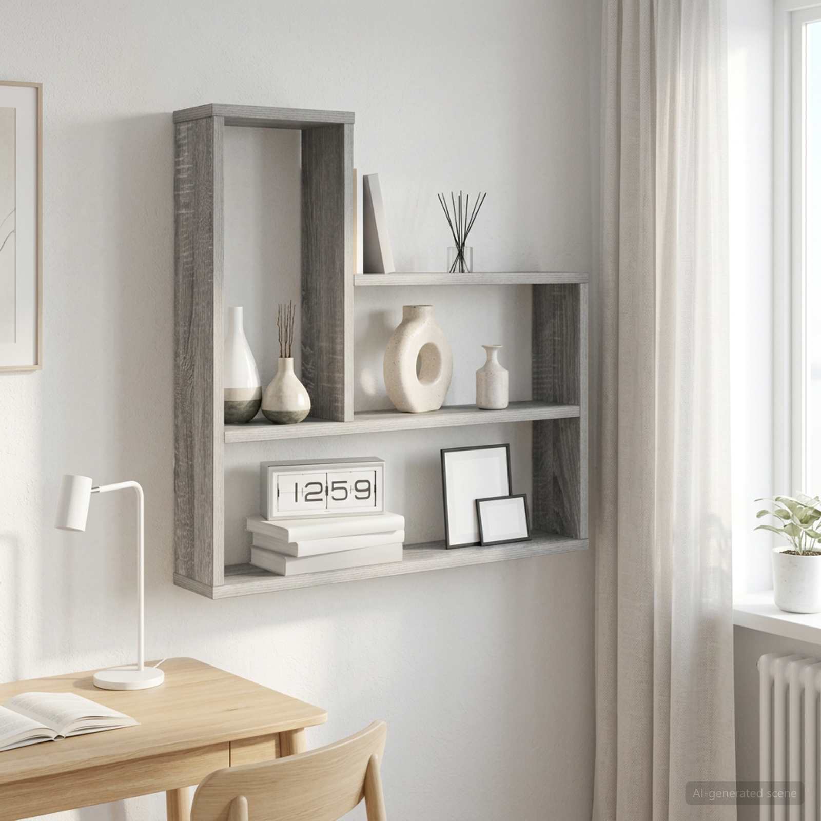 Wandregal Sonoma-Grau 60 x 11 x 60 cm Holzwerkstoff