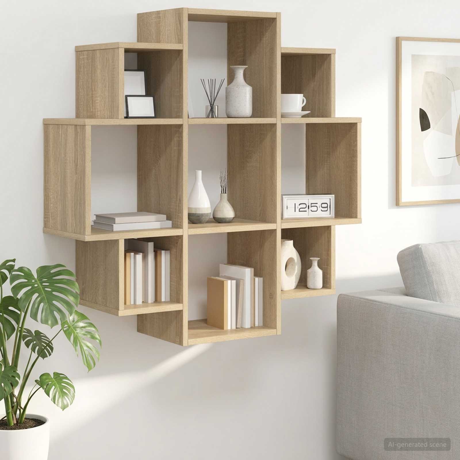 Wandregal Sonoma-Eiche 90 x 25 x 90 cm Holzwerkstoff