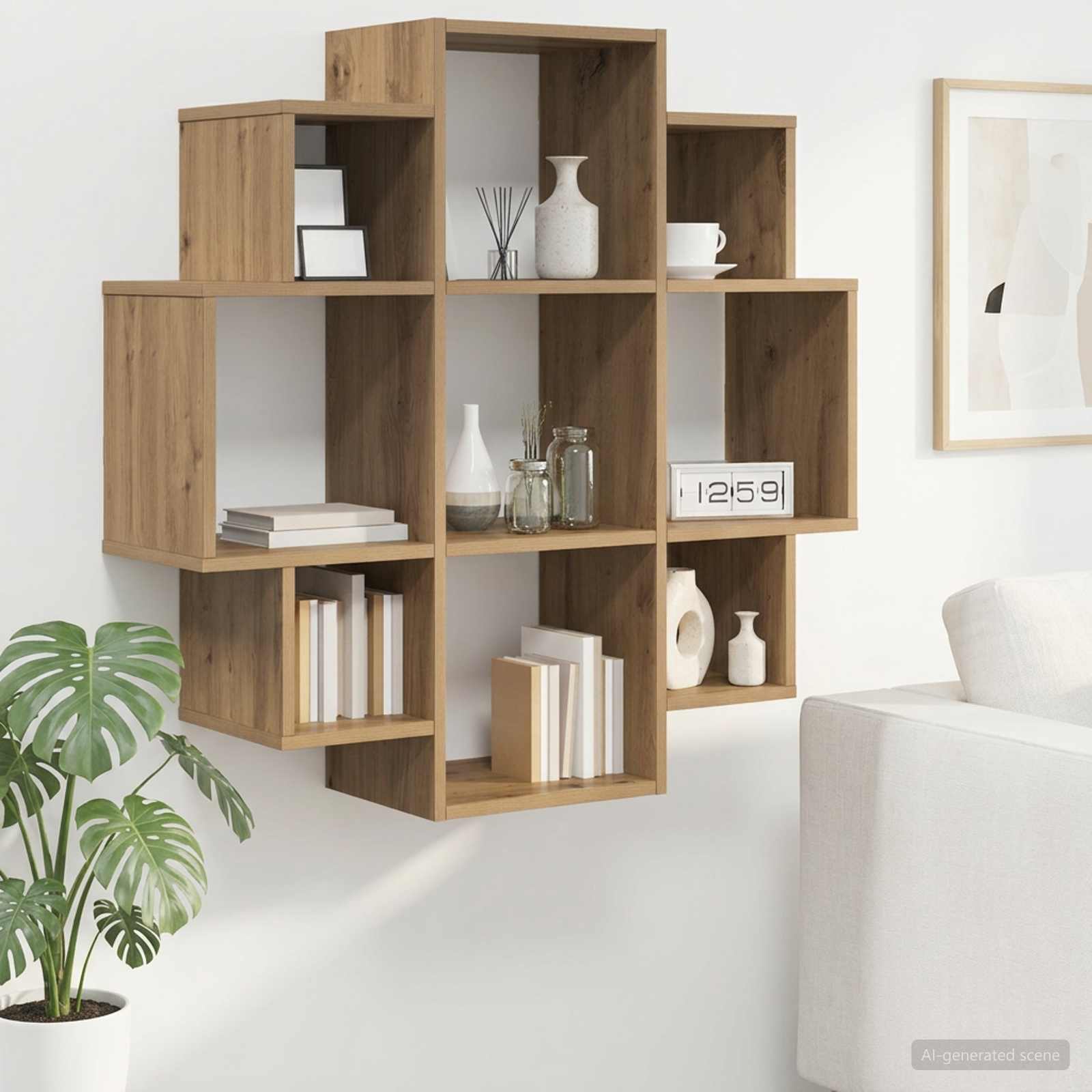 Wandregal Artisan-Eiche 90 x 25 x 90 cm Holzwerkstoff