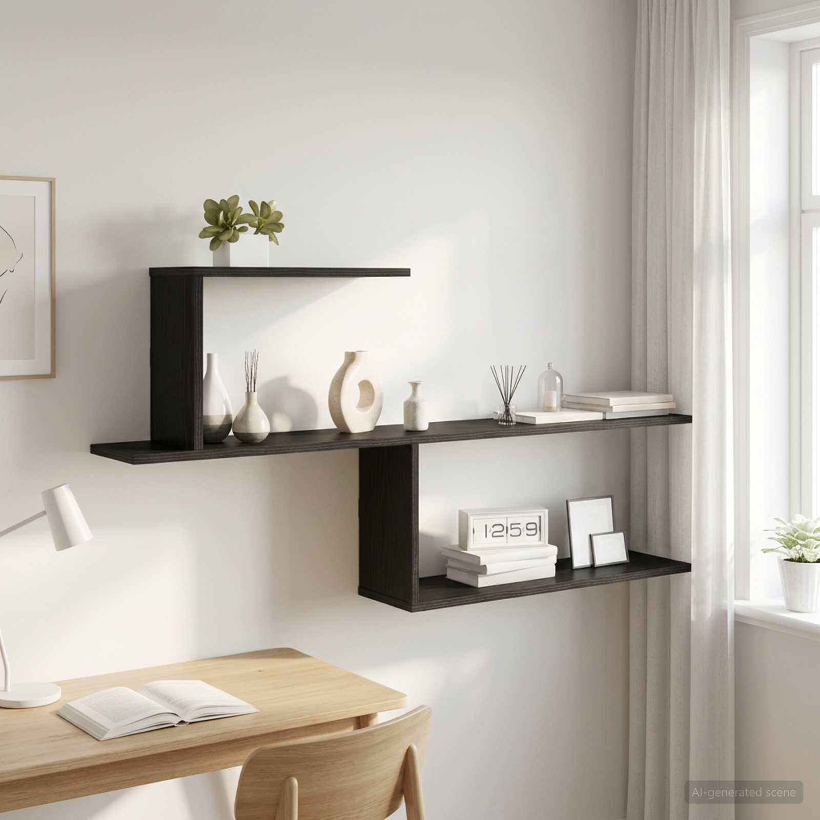 Wandregal Schwarze Eiche 122 x 18 x 60 cm Holzwerkstoff