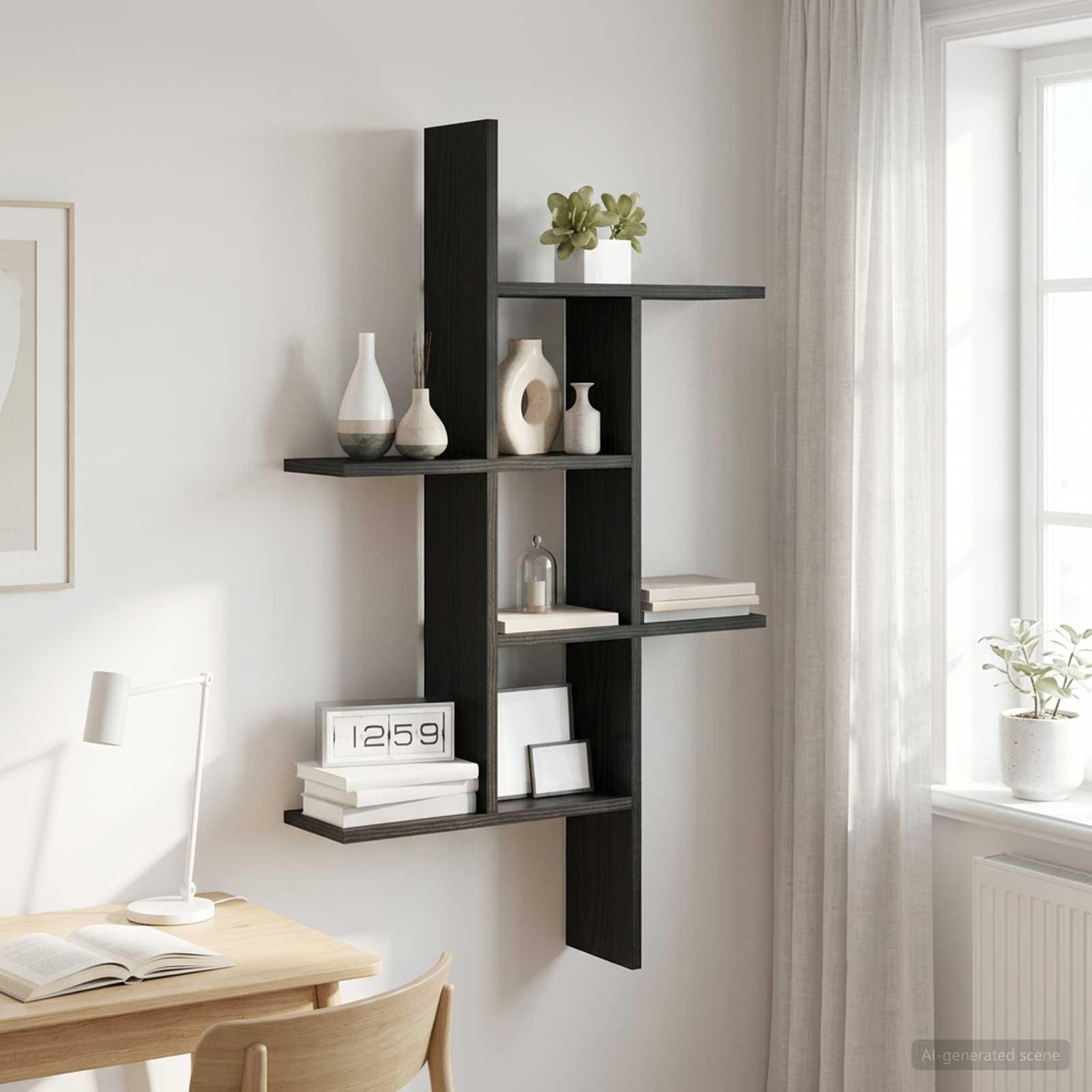 Wandregal Schwarze Eiche 61 x 15 x 102 cm Holzwerkstoff