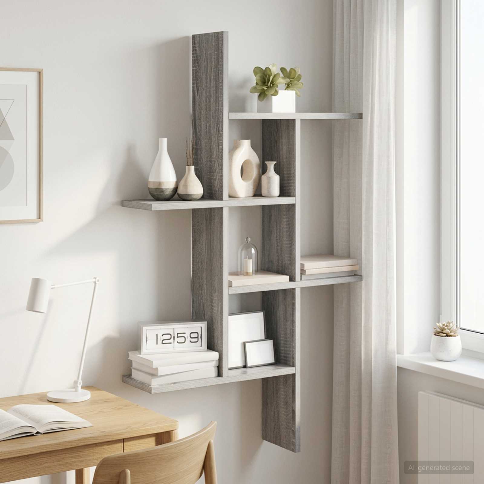 Wandregal Sonoma-Grau 61 x 15 x 102 cm Holzwerkstoff