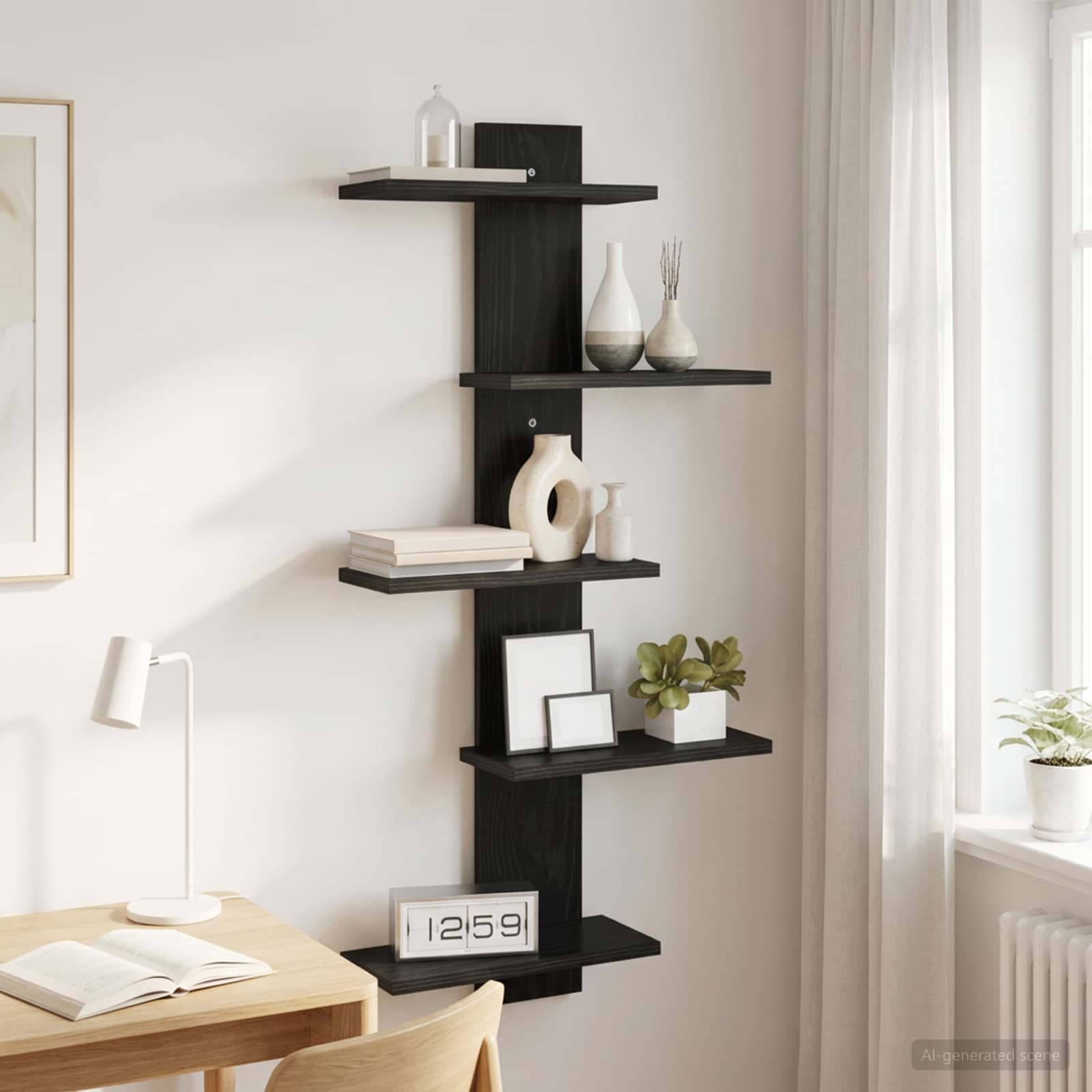 Wandregal Schwarze Eiche 48,5 x 15 x 101 cm Holzwerkstoff