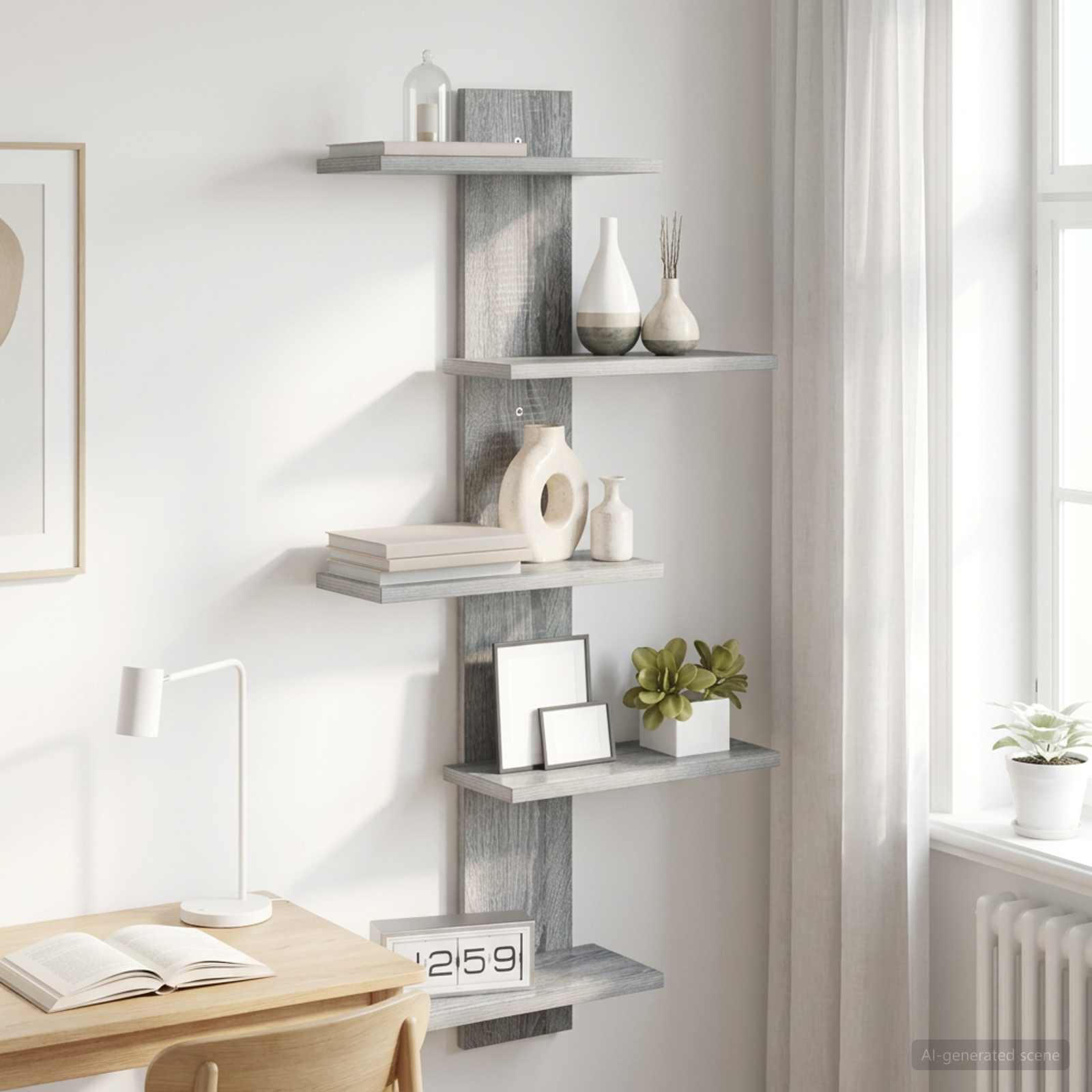 Wandregal Sonoma-Grau 48,5 x 15 x 101 cm Holzwerkstoff