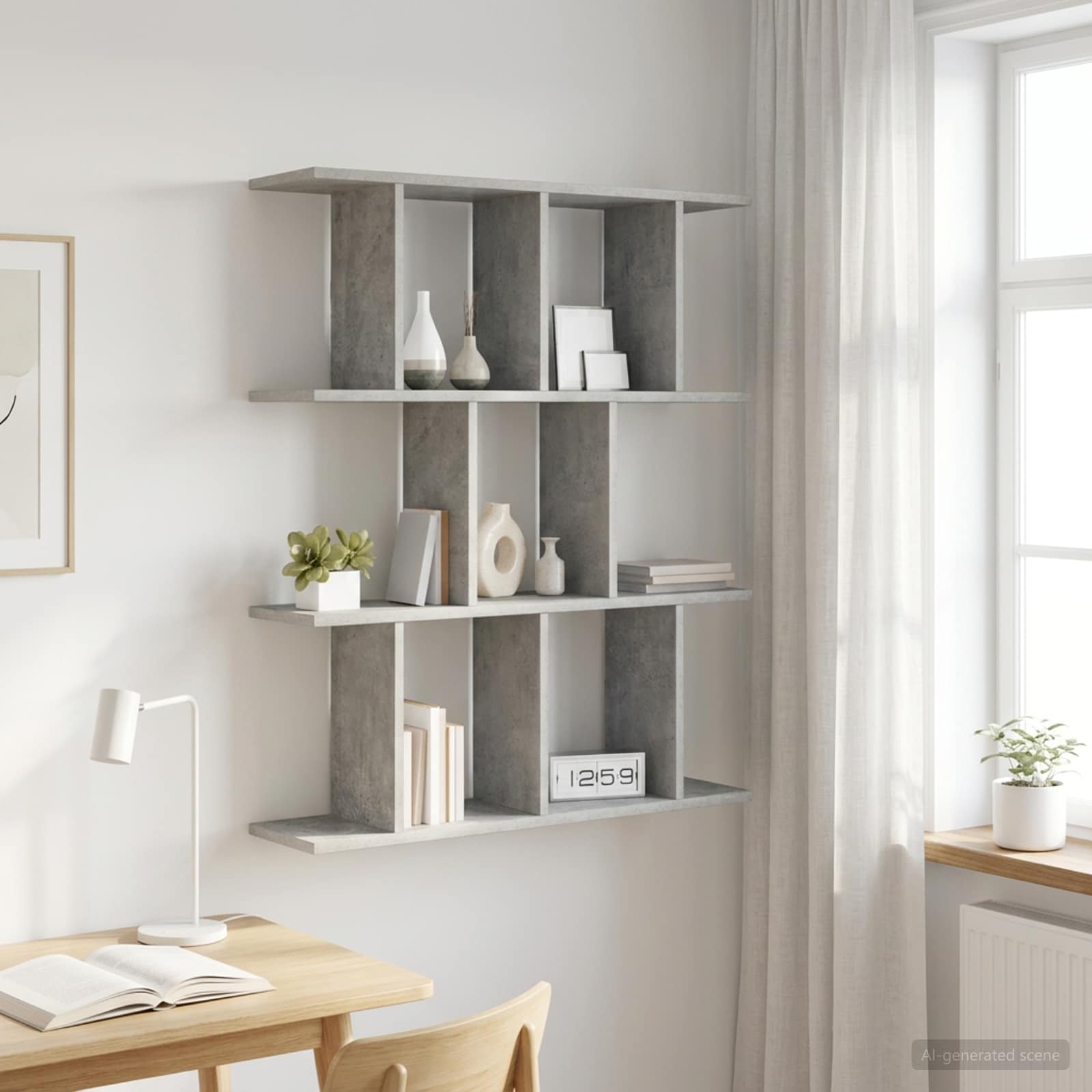 Wandregal Betongrau 80 x 20 x 96 cm Holzwerkstoff
