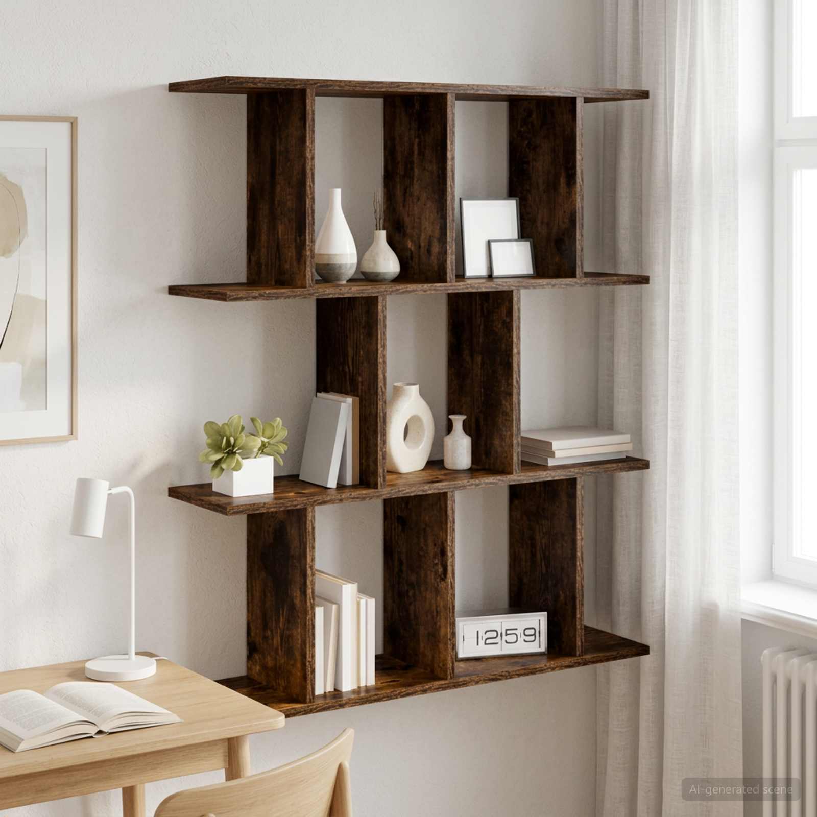Wandregal Raucheiche 80 x 20 x 96 cm Holzwerkstoff