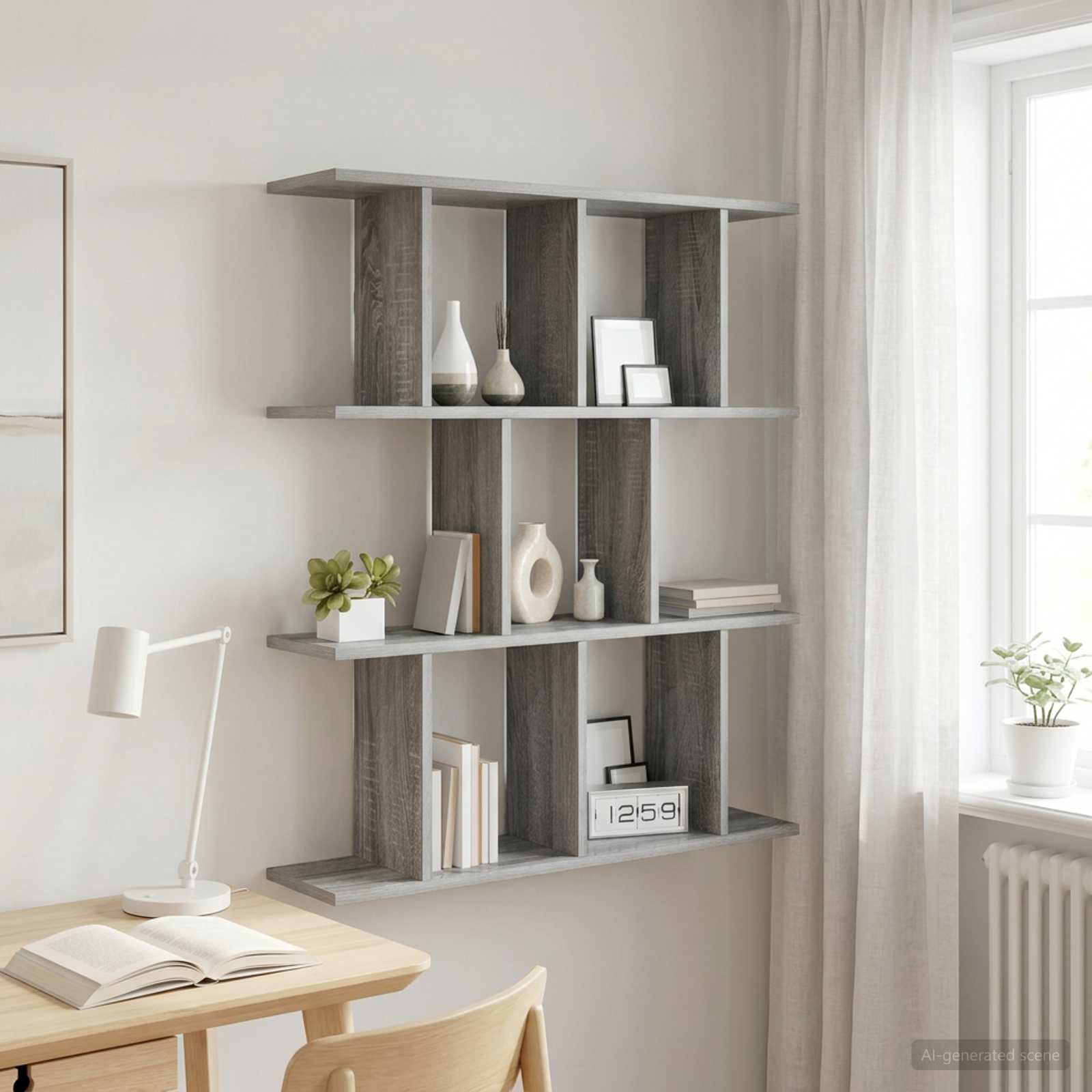Wandregal Sonoma-Grau 80 x 20 x 96 cm Holzwerkstoff