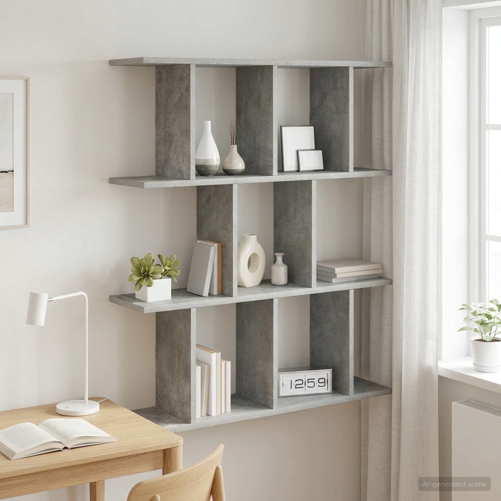 Wandregal Betongrau 102 x 20 x 96 cm Holzwerkstoff
