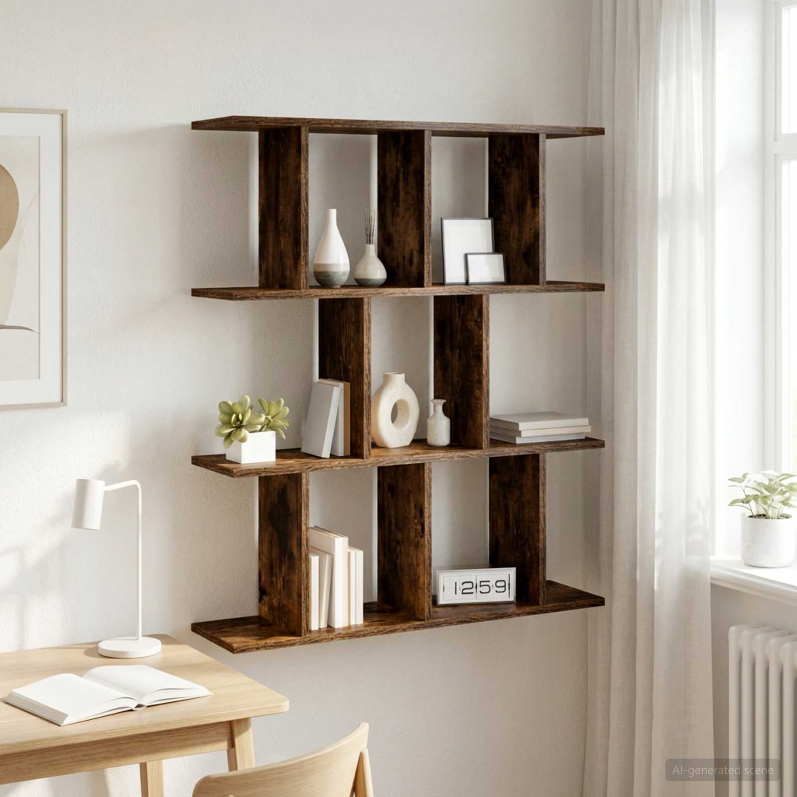 Wandregal Raucheiche 102 x 20 x 96 cm Holzwerkstoff