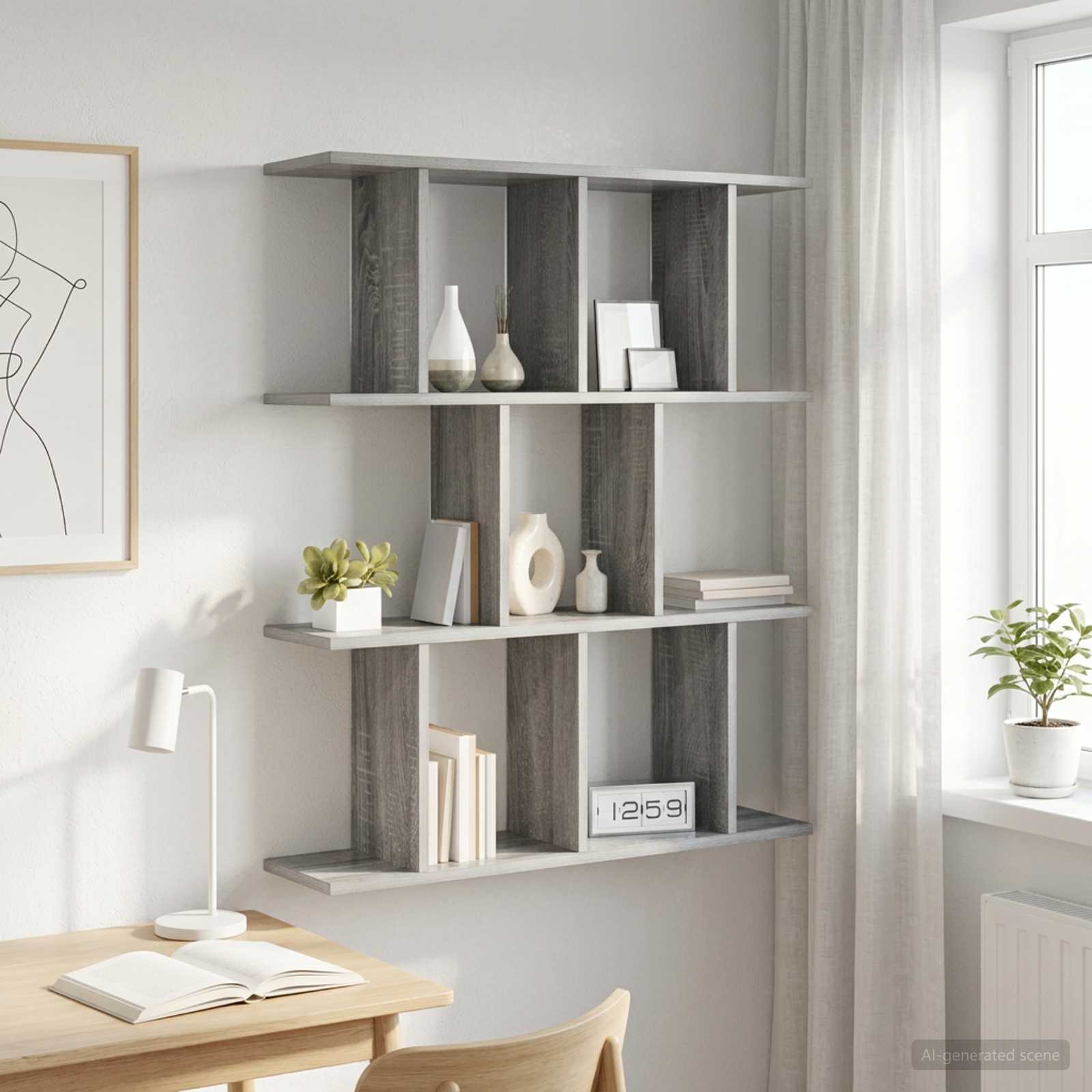 Wandregal Sonoma-Grau 102 x 20 x 96 cm Holzwerkstoff