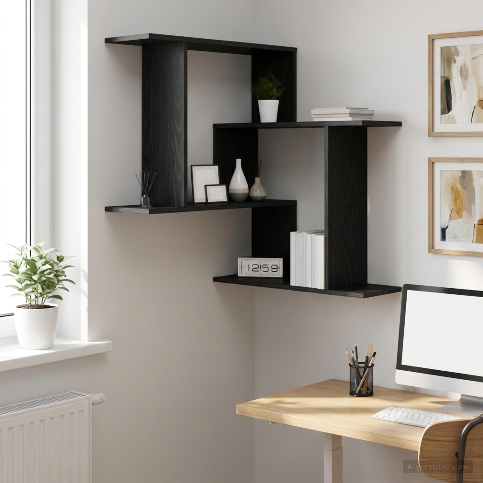 Wandregal Schwarze Eiche 67 x 67 x 87 cm Holzwerkstoff
