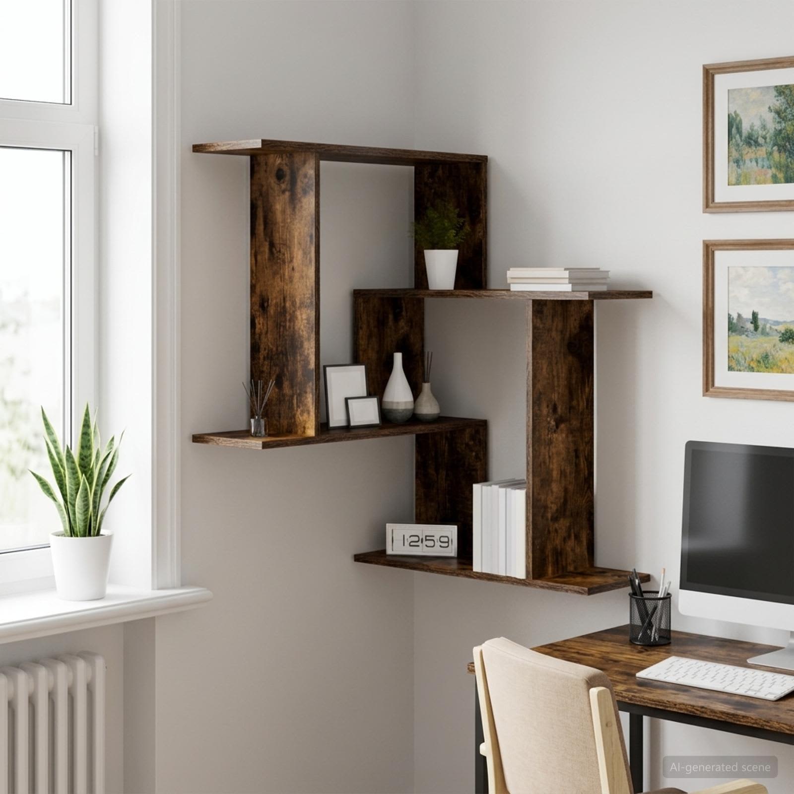 Wandregal Raucheiche 67 x 67 x 87 cm Holzwerkstoff