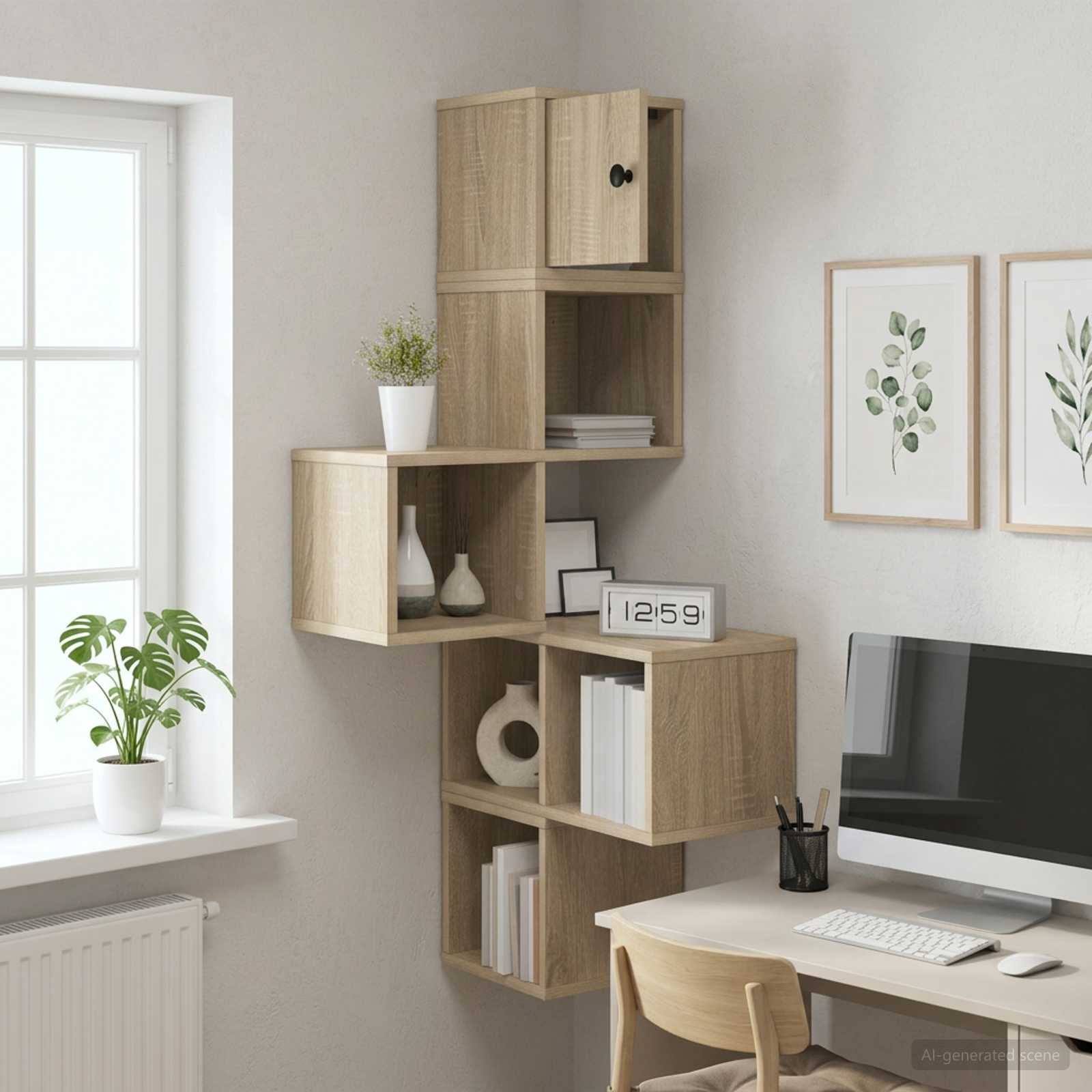 Wand-Eckregal Sonoma-Eiche 48 x 48 x 120 cm Holzwerkstoff